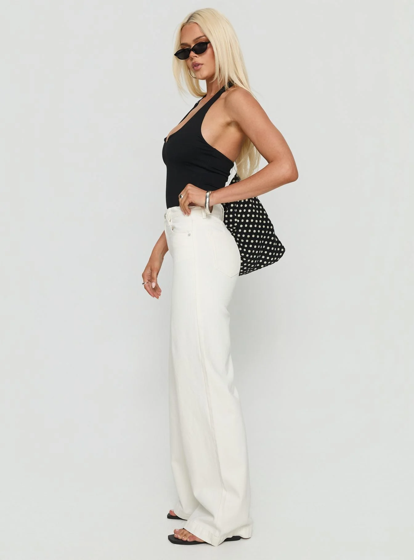 Goldie High Rise Wide Leg Jeans White - Image 4
