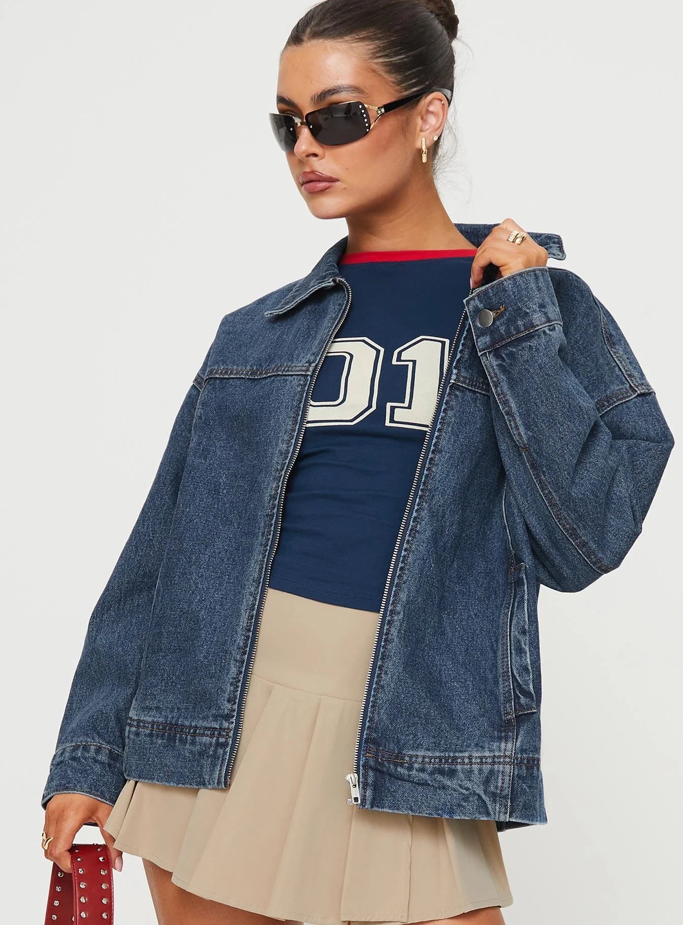 Goldsmith Denim Bomber Jacket Mid Wash - Image 2