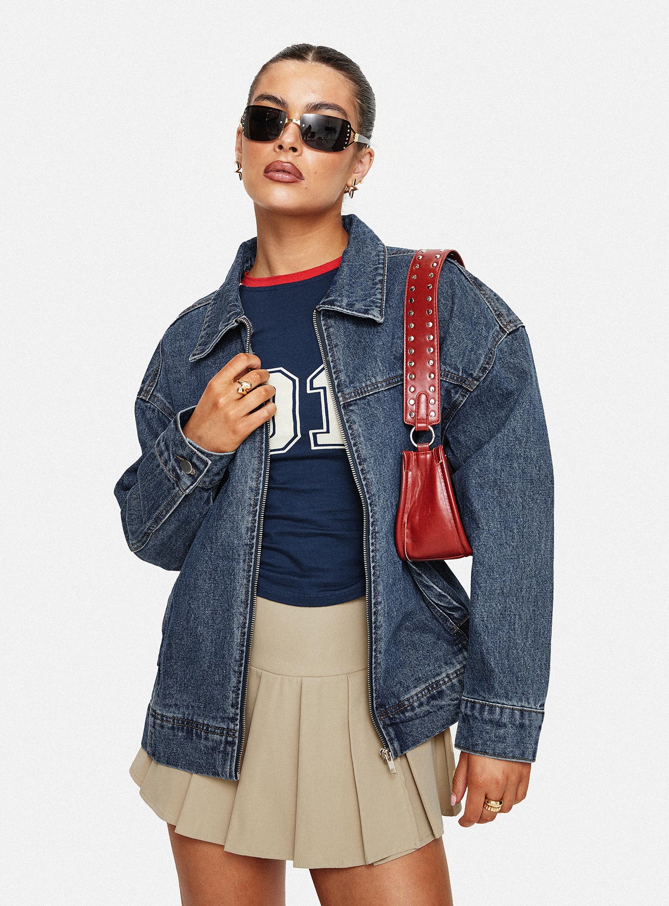 Goldsmith Denim Bomber Jacket Mid Wash - Image 6