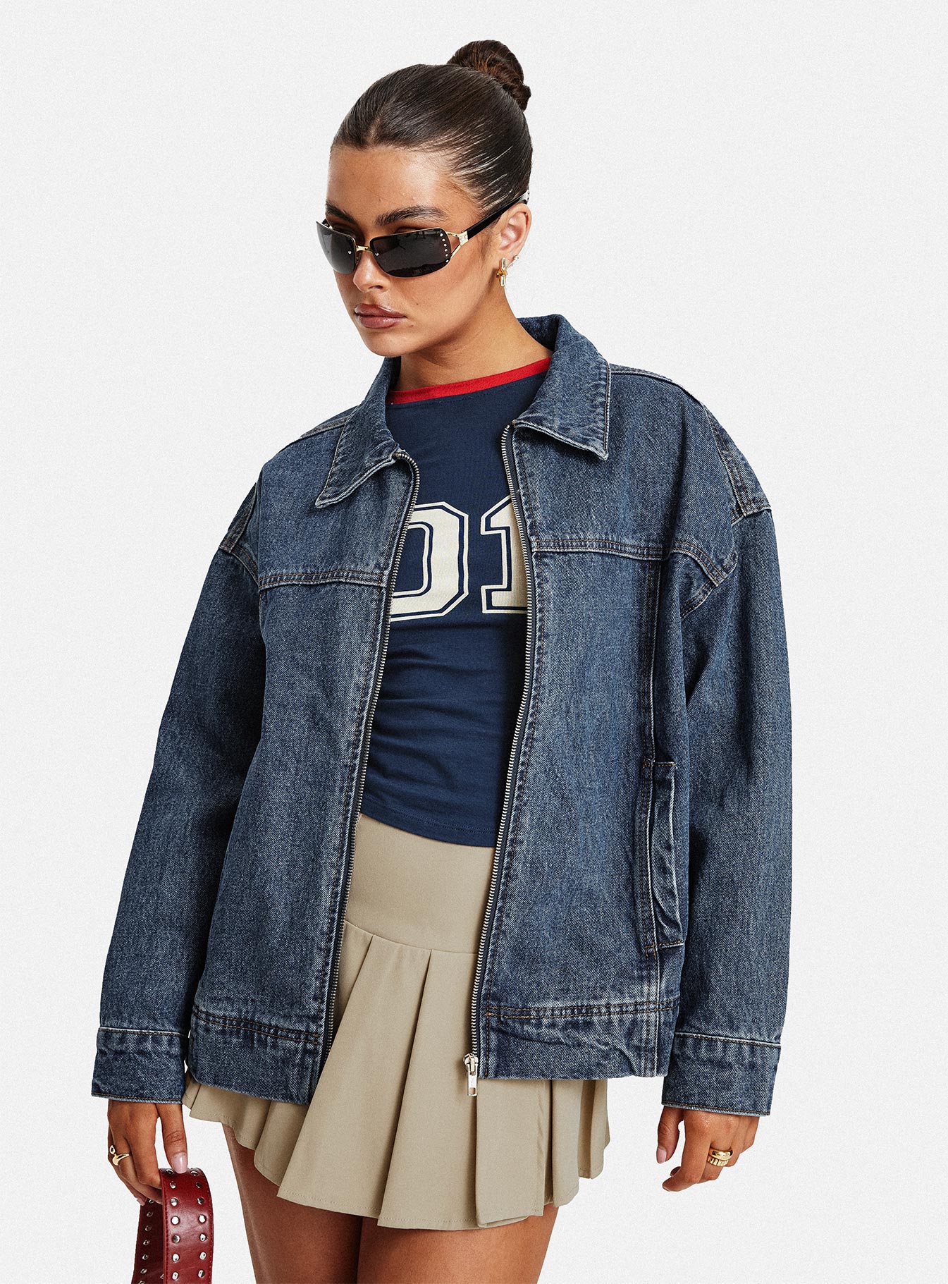 Goldsmith Denim Bomber Jacket Mid Wash - Image 7