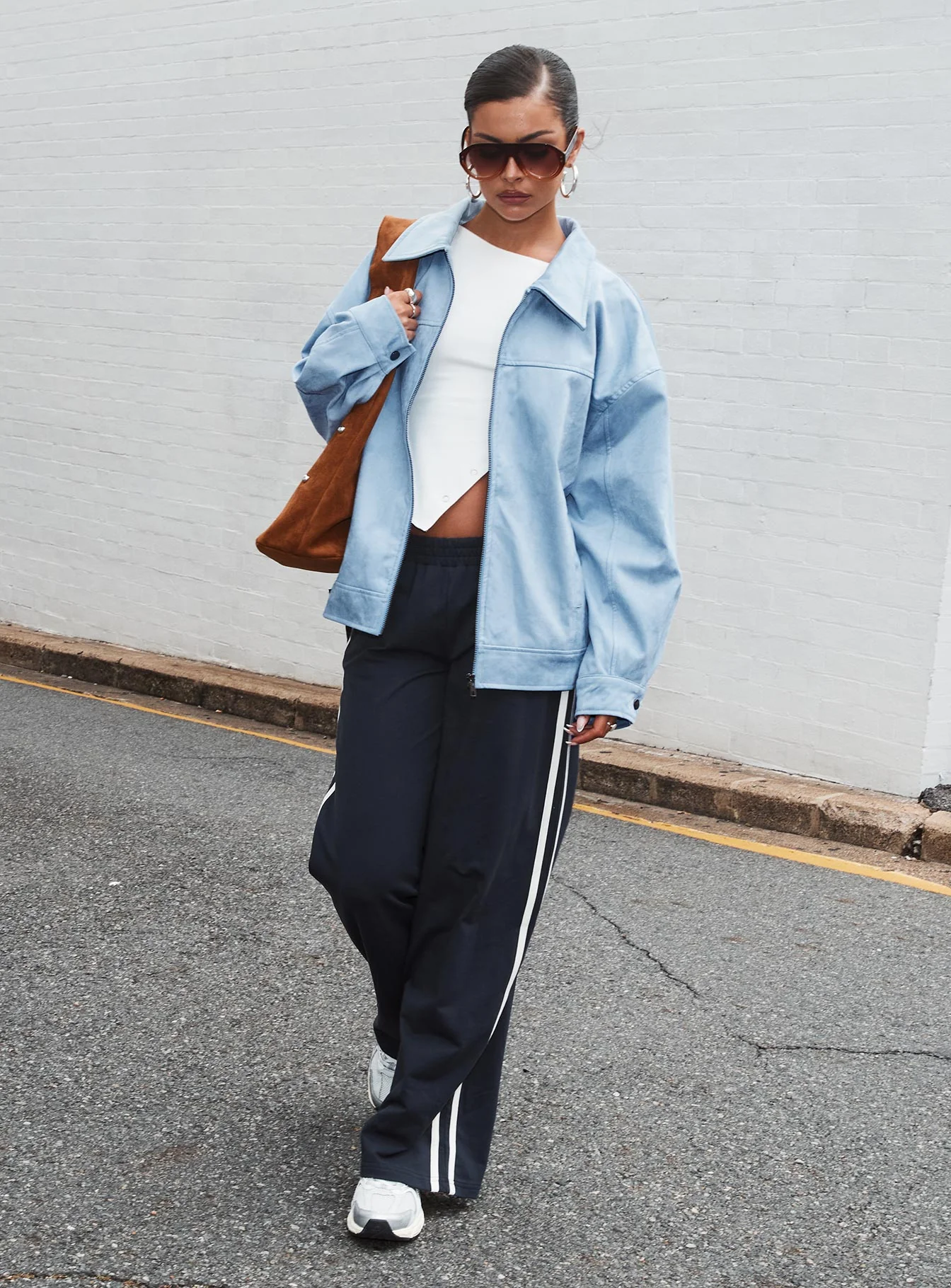 Goldsmith Faux Suede Bomber Jacket Blue - Image 3
