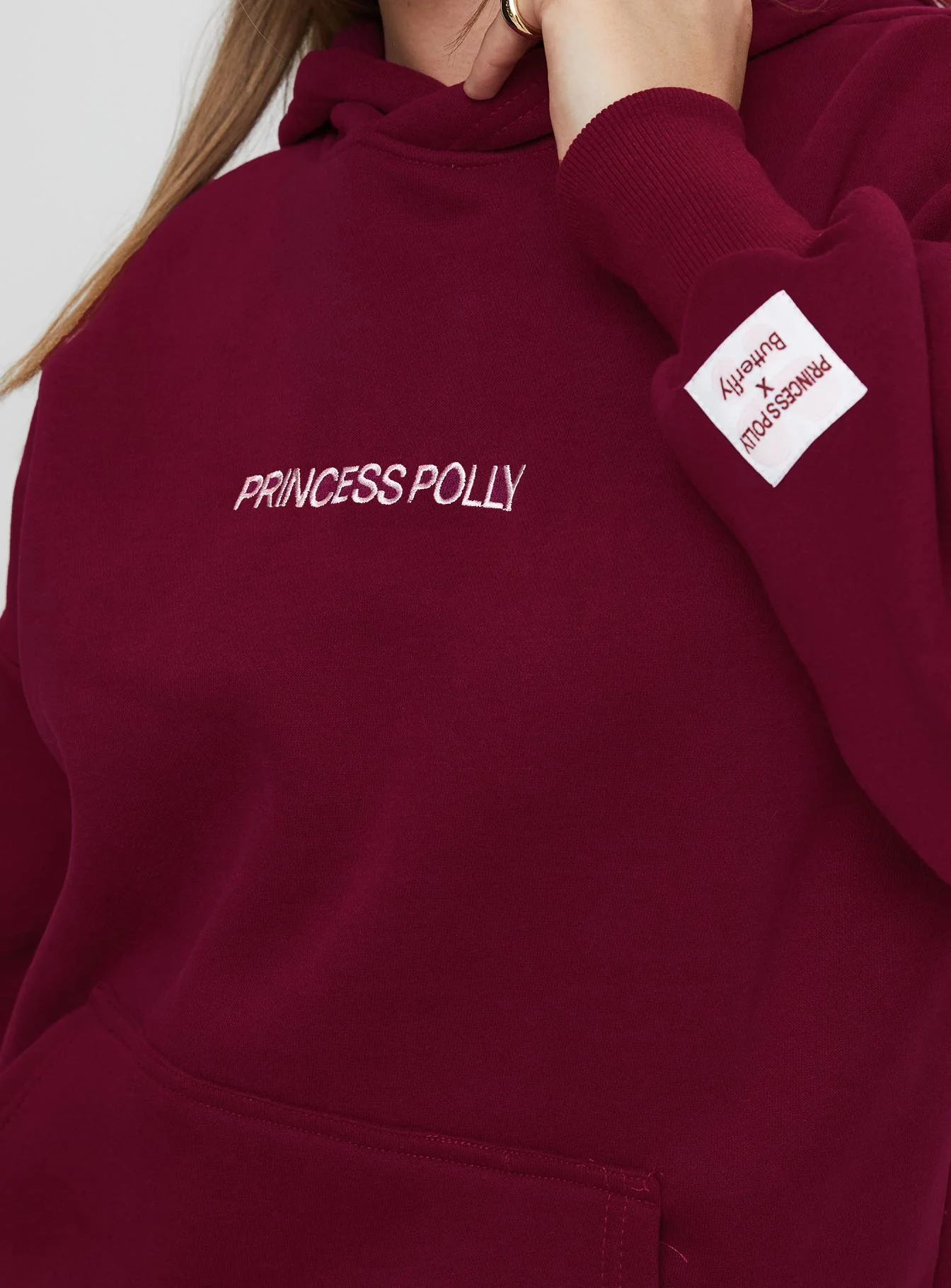 Princess Polly x Butterfly Foundation Charity Merch Hoody Wine - Image 6