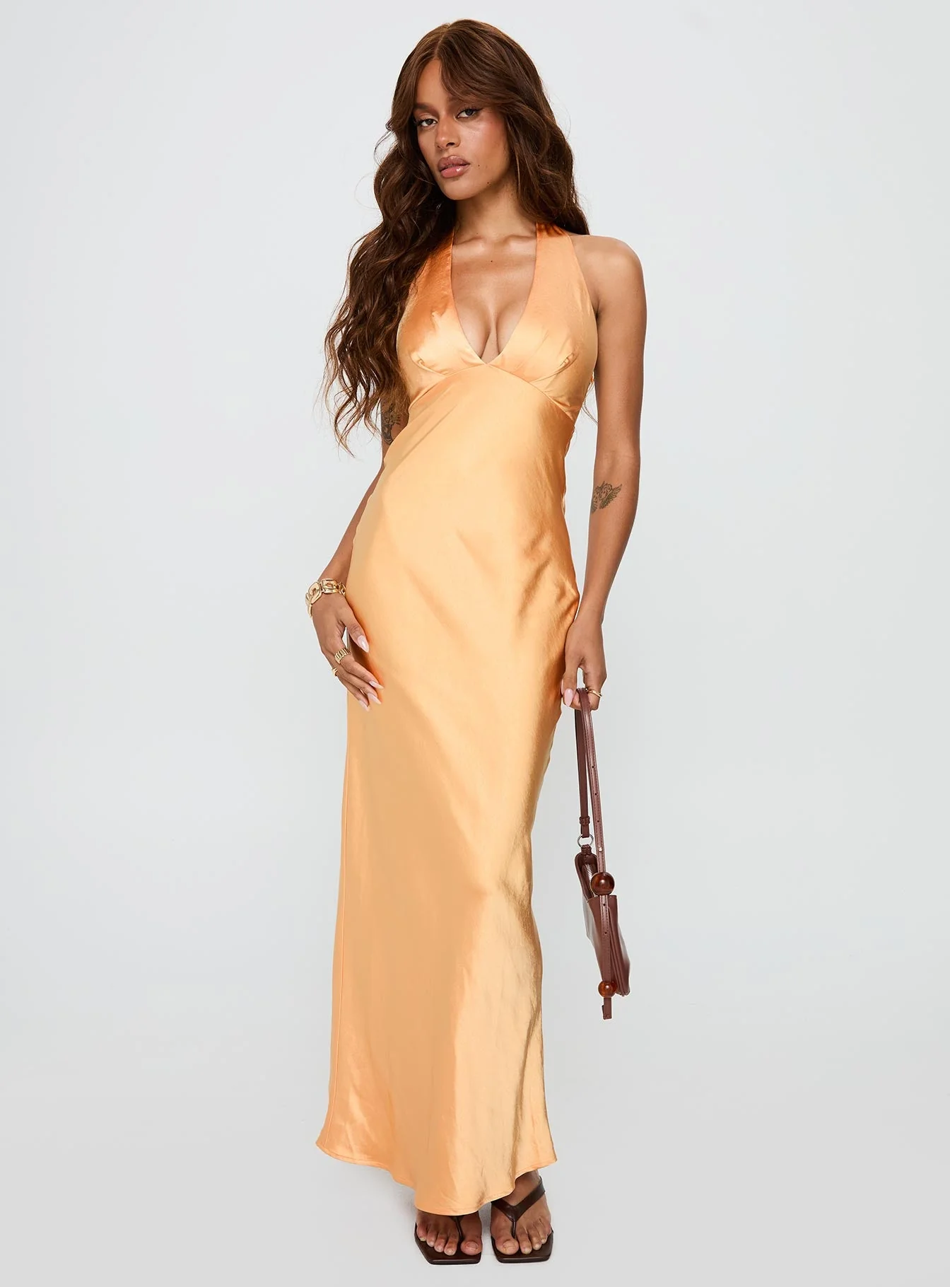 Good For You Halter Maxi Dress Orange - Image 2