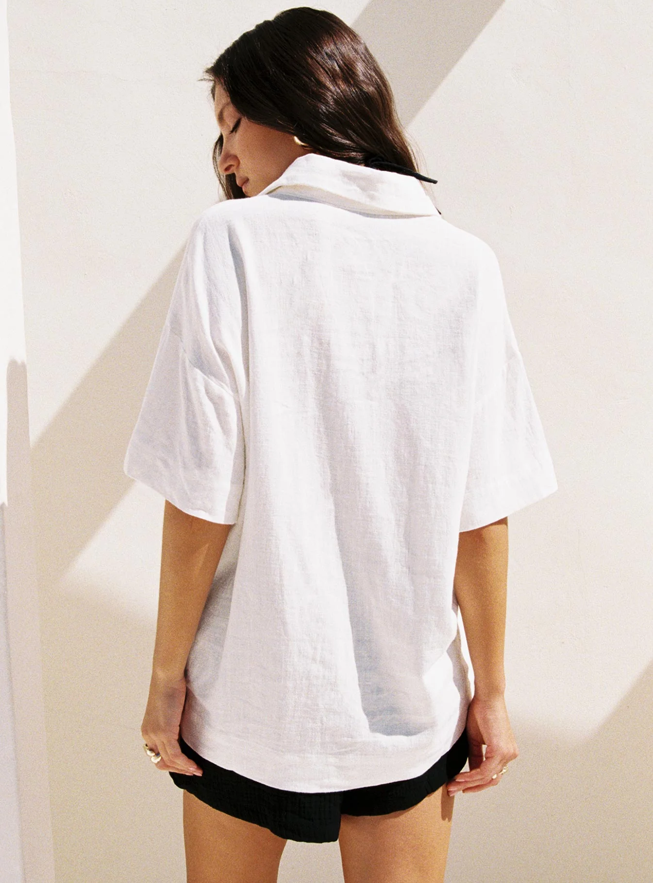 Goody Linen Button Front Top White - Image 4
