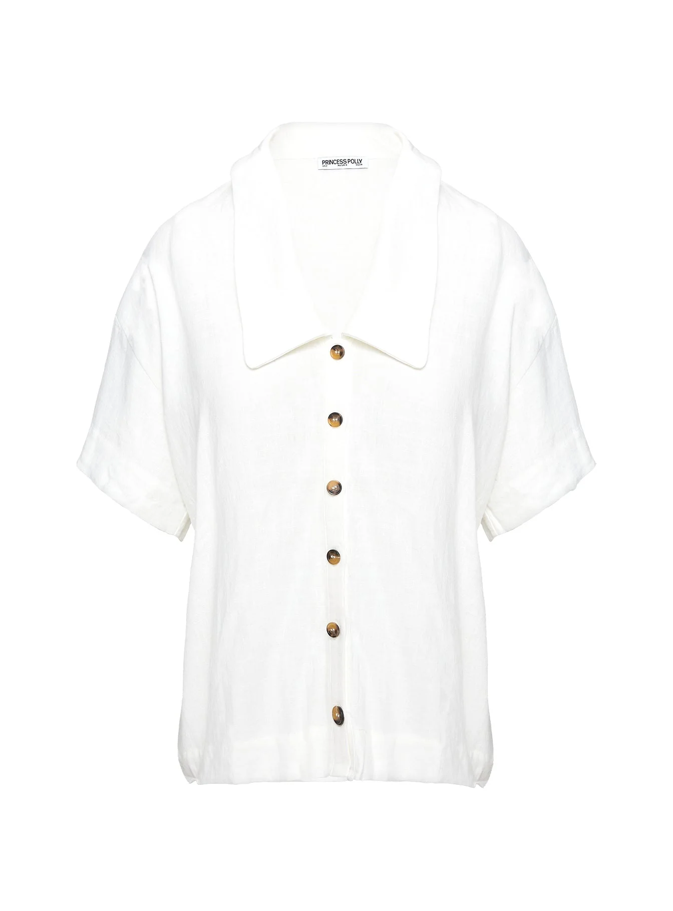 Goody Linen Button Front Top White - Image 5