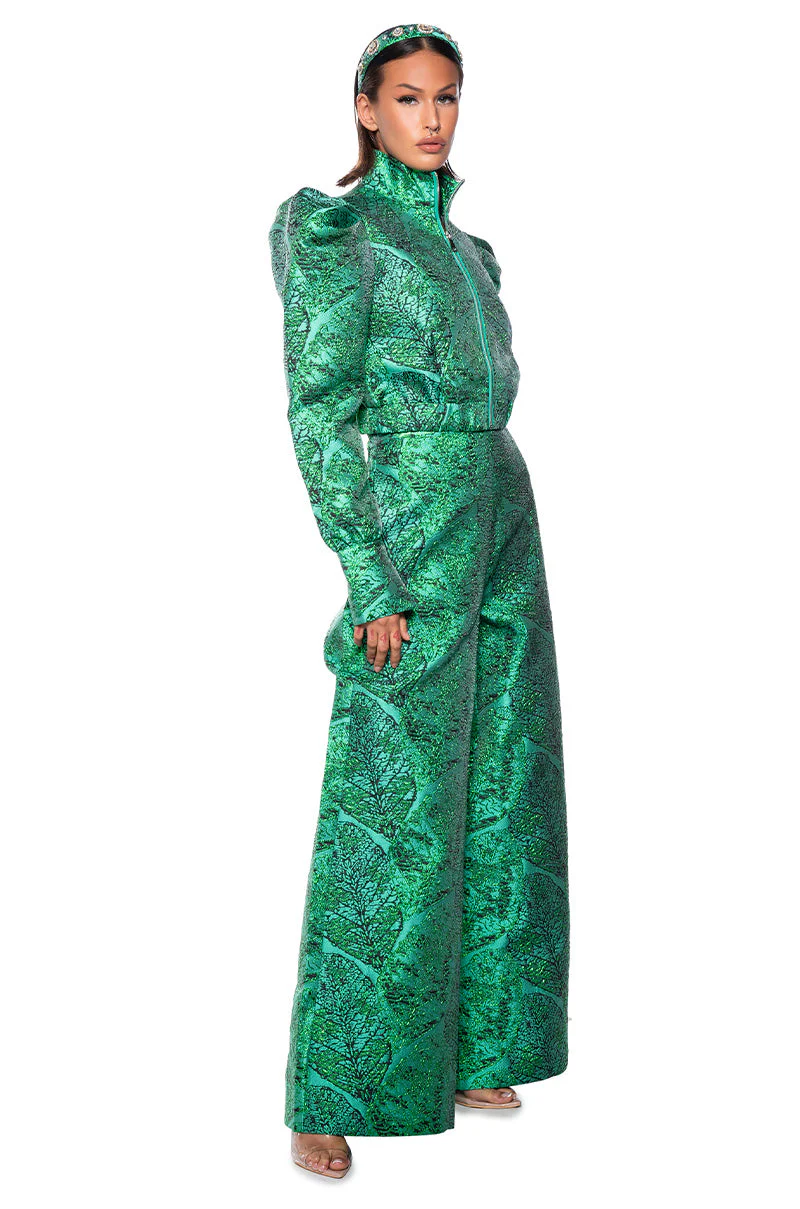 GREEN BROCADE TROUSER PANT - Image 3