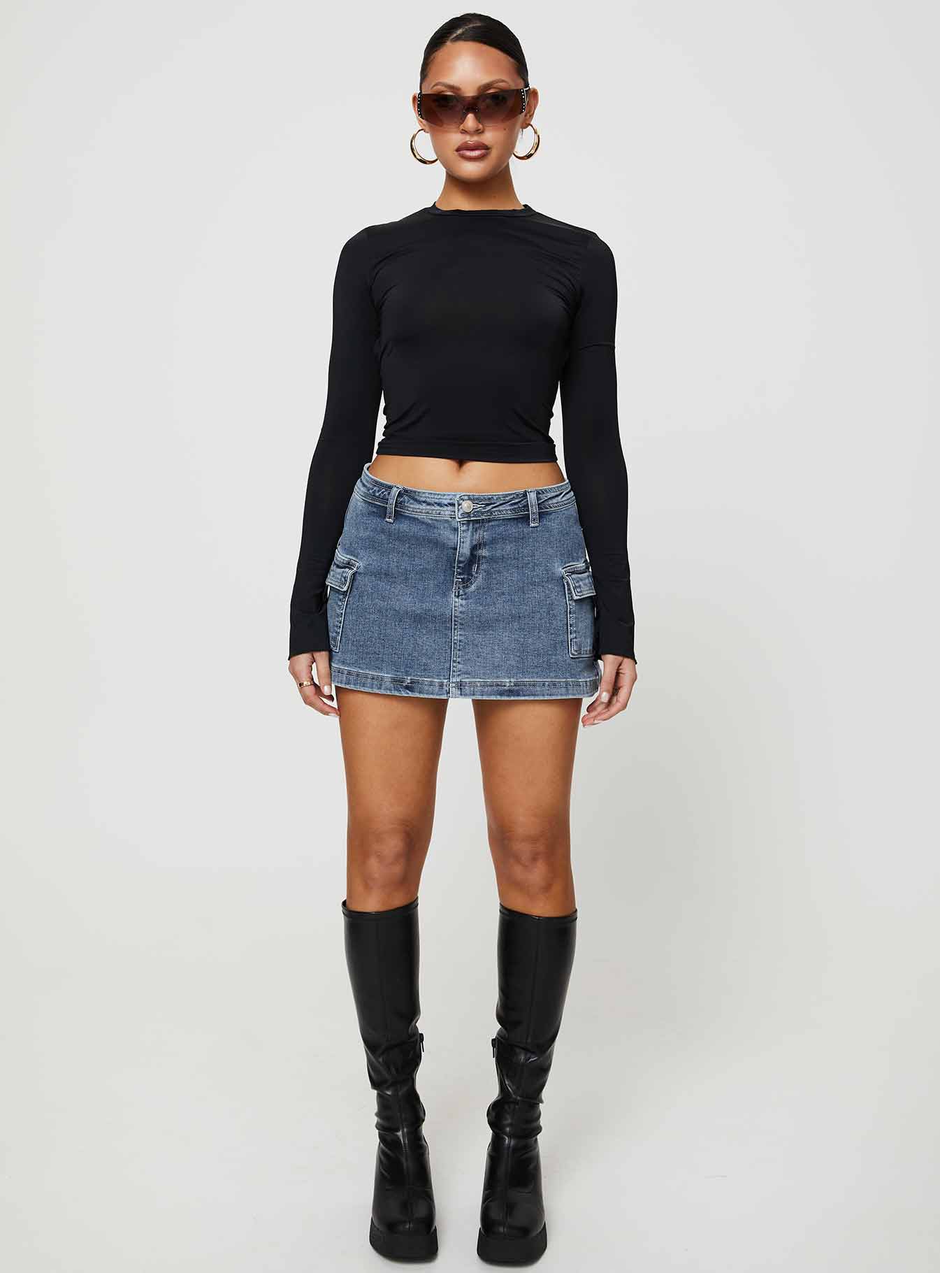 Grishea Low Rise Denim Skirt - Image 4