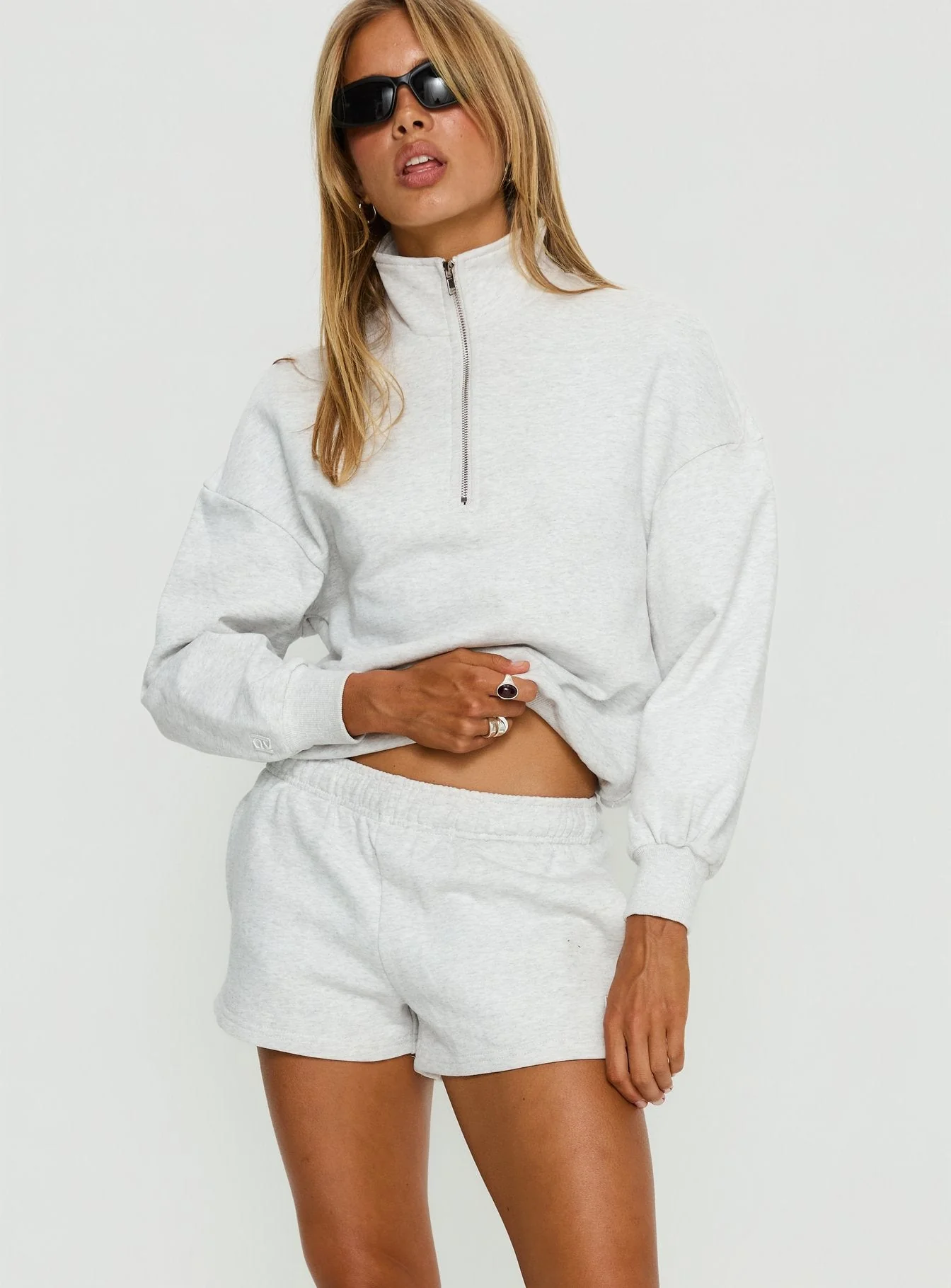 Haelie Fleece Shorts Grey Marle - Image 2