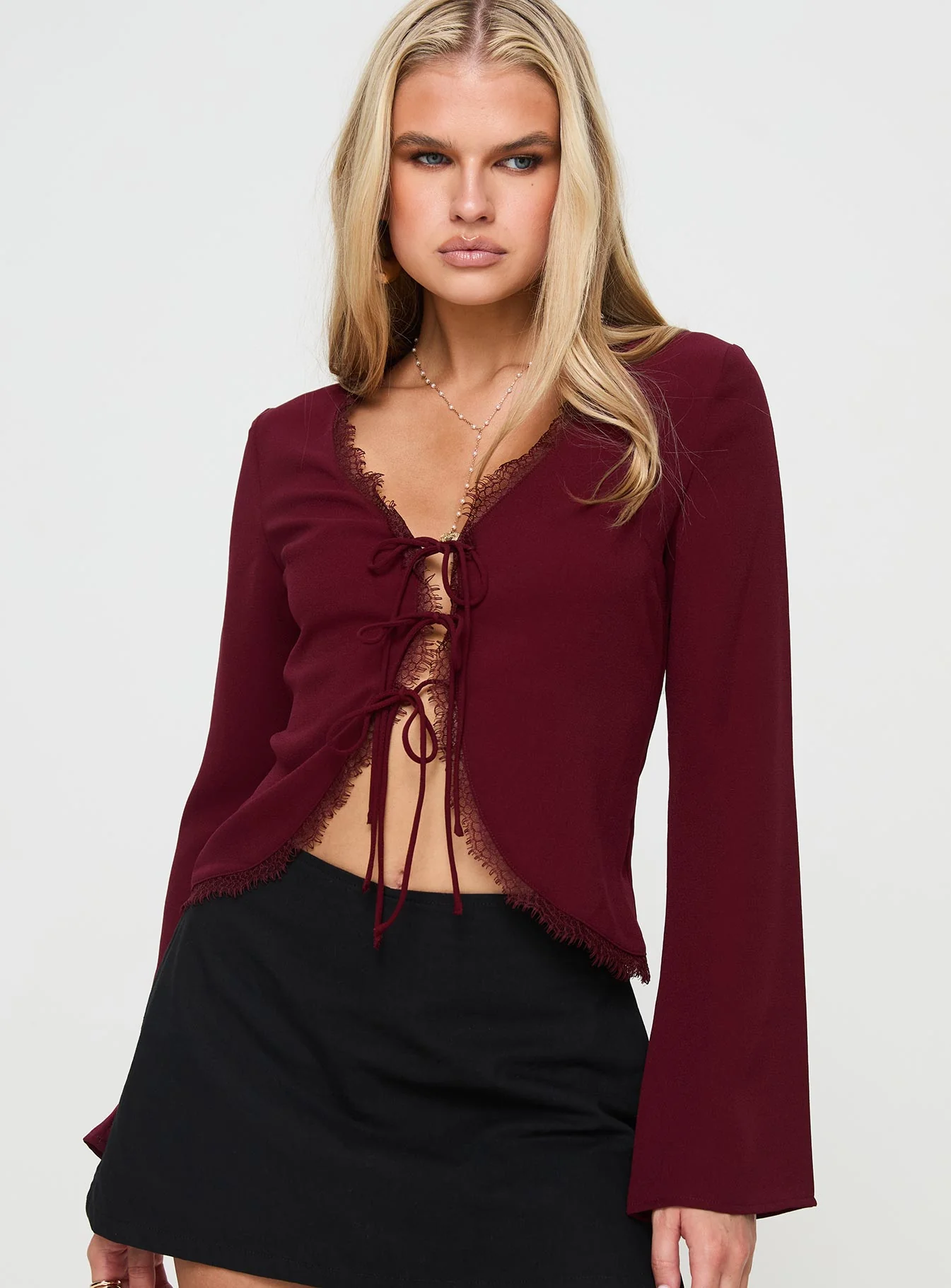 Hagner Long Sleeve Top Burgundy - Image 2