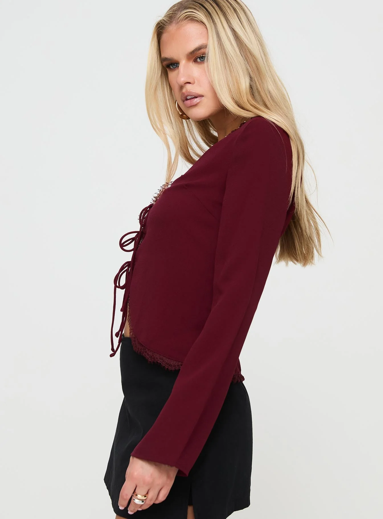 Hagner Long Sleeve Top Burgundy - Image 4