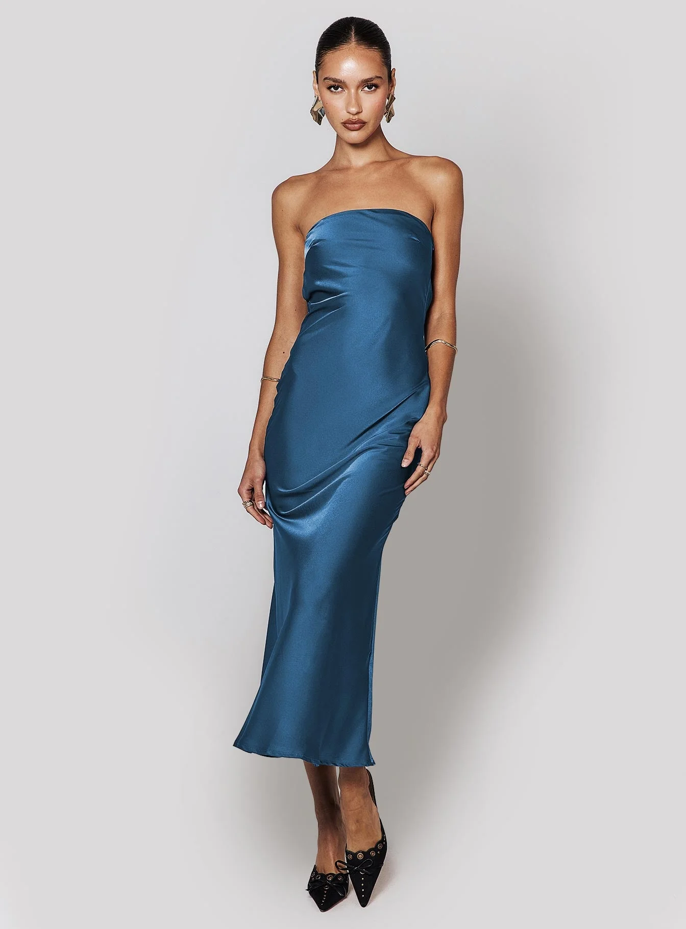 Haley Maxi Dress Mid Blue - Image 3