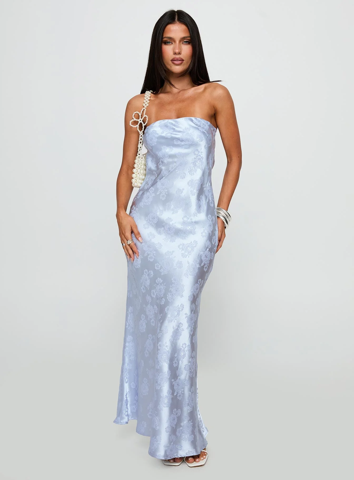 Haley Maxi Dress Blue Jacquard - Image 2