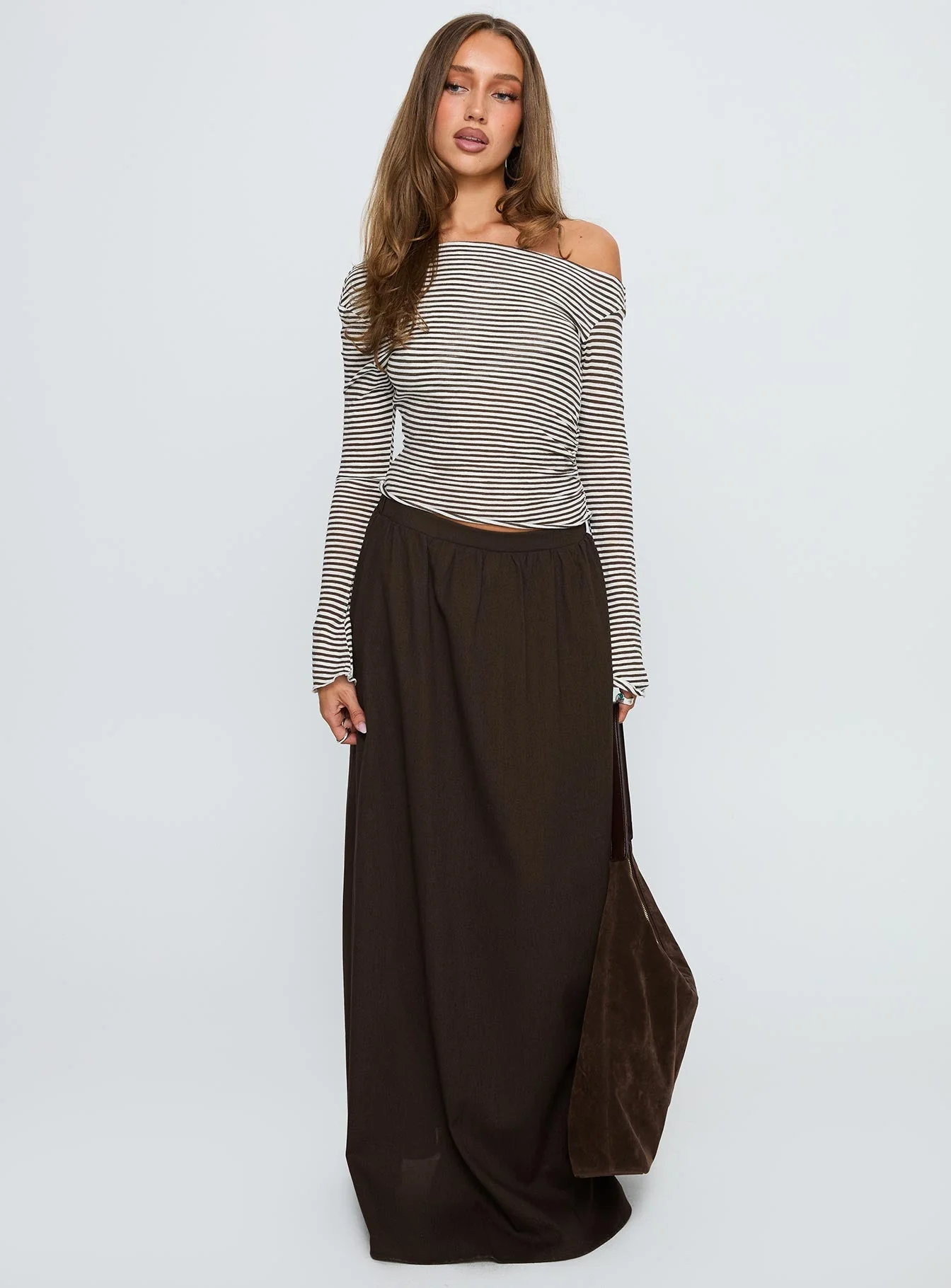 Hallee Maxi Skirt Brown - Image 3
