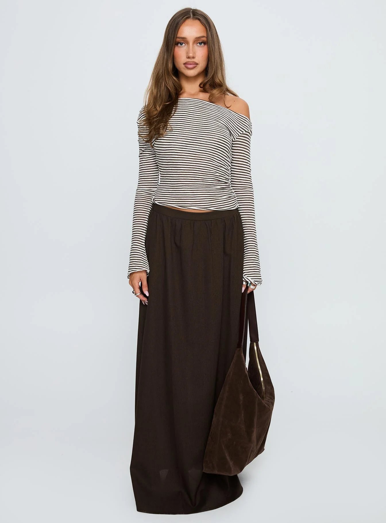 Hallee Maxi Skirt Brown - Image 7