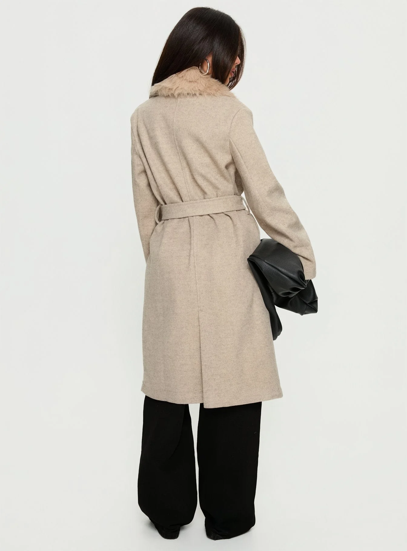Hallyn Faux Fur Collar Coat Beige - Image 5