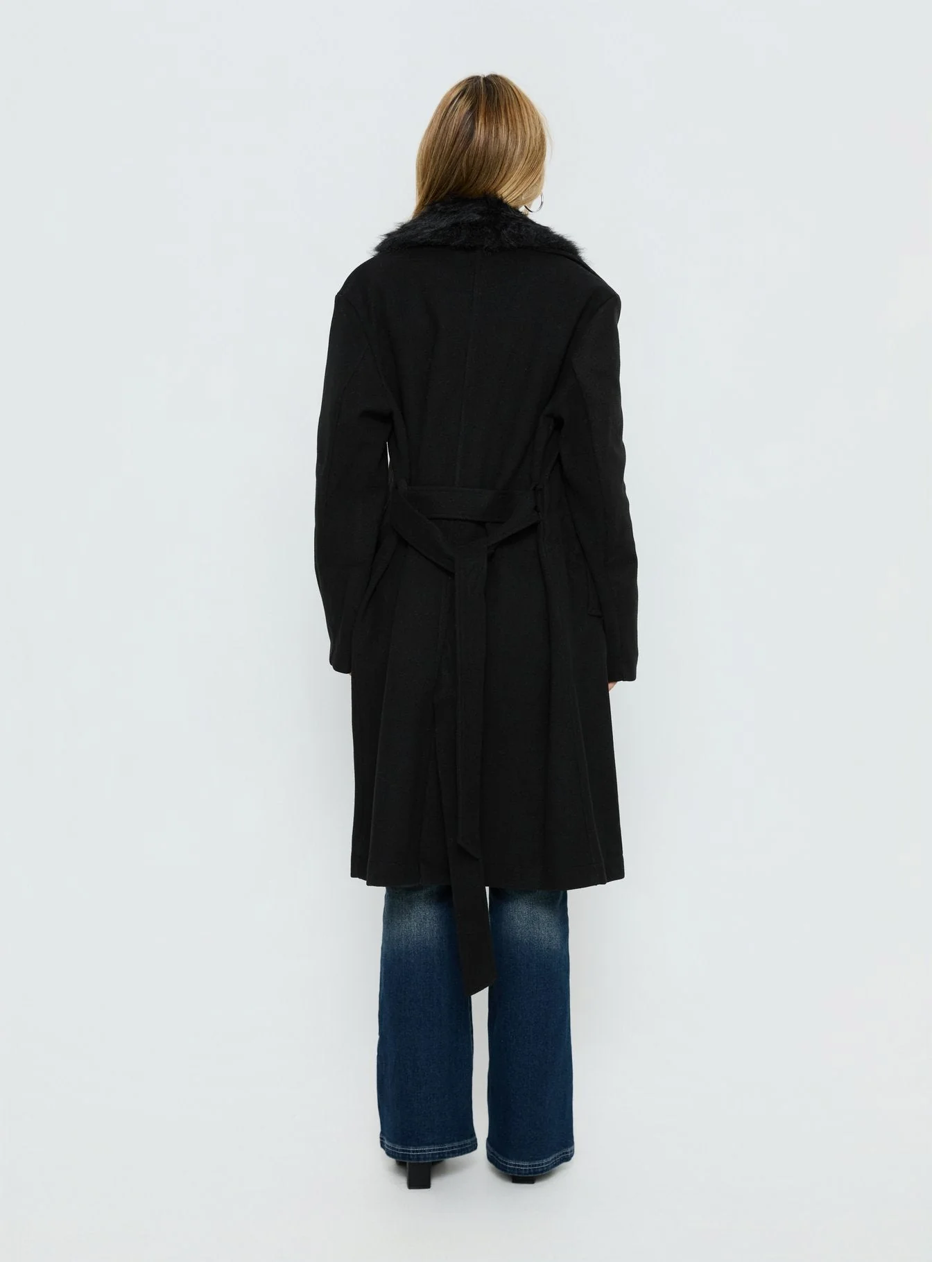 Hallyn Faux Fur Collar Coat Black - Image 5