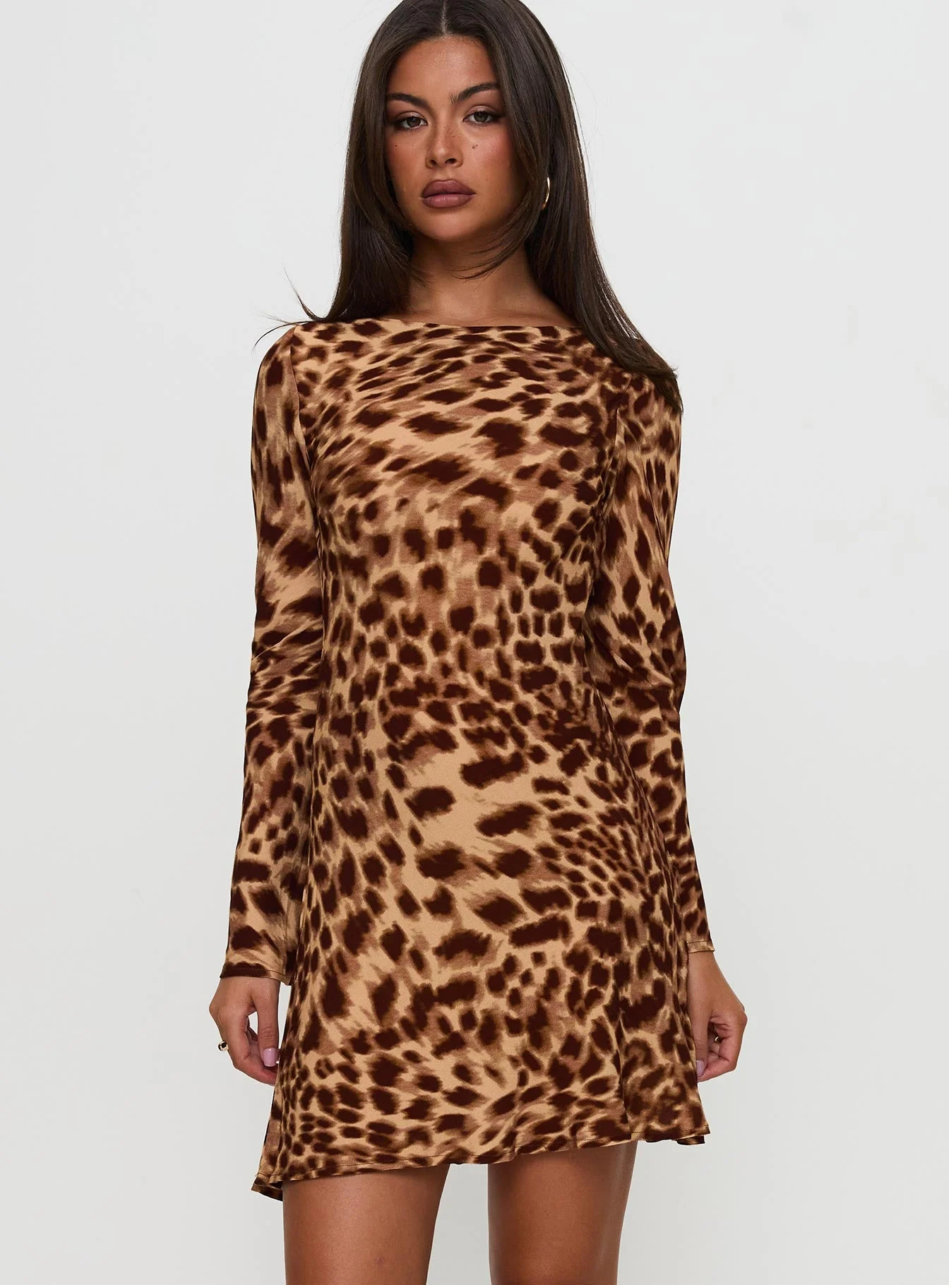 Halo Bias Long Sleeve Mini Dress Leopard - Image 5