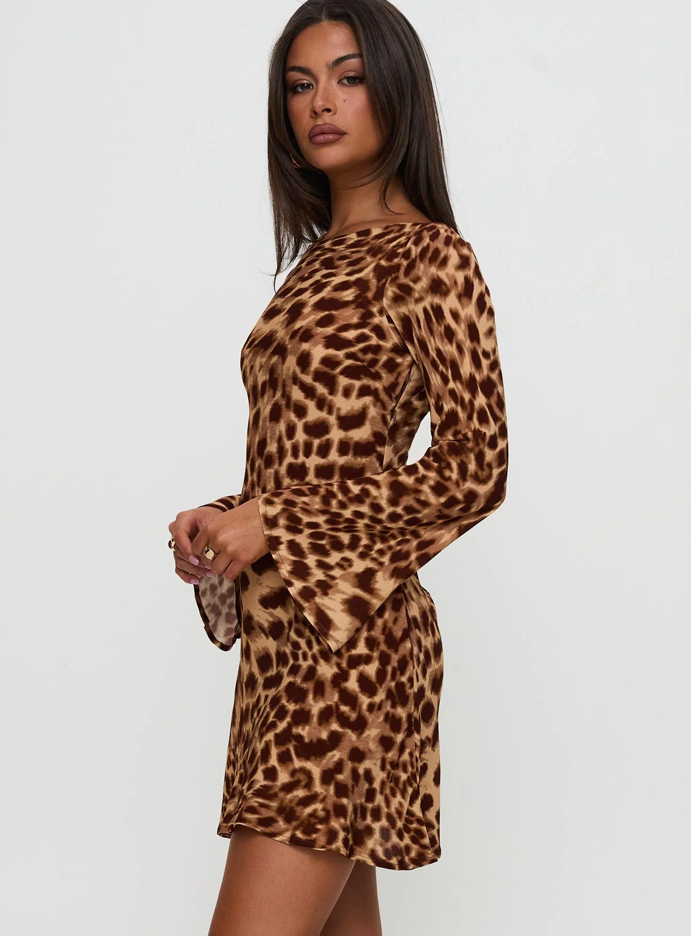 Halo Bias Long Sleeve Mini Dress Leopard - Image 7