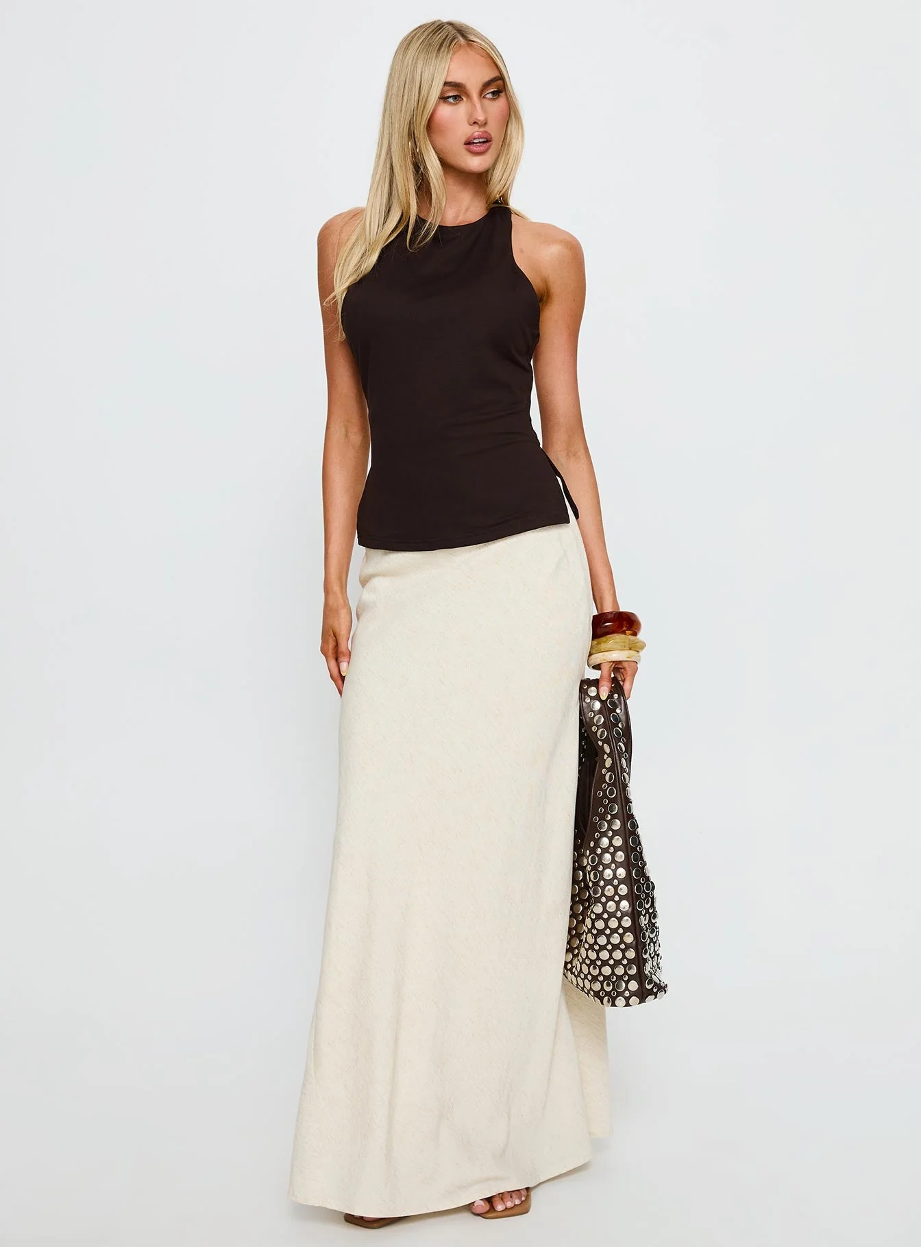 Harlene Back Detail Top Brown - Image 3