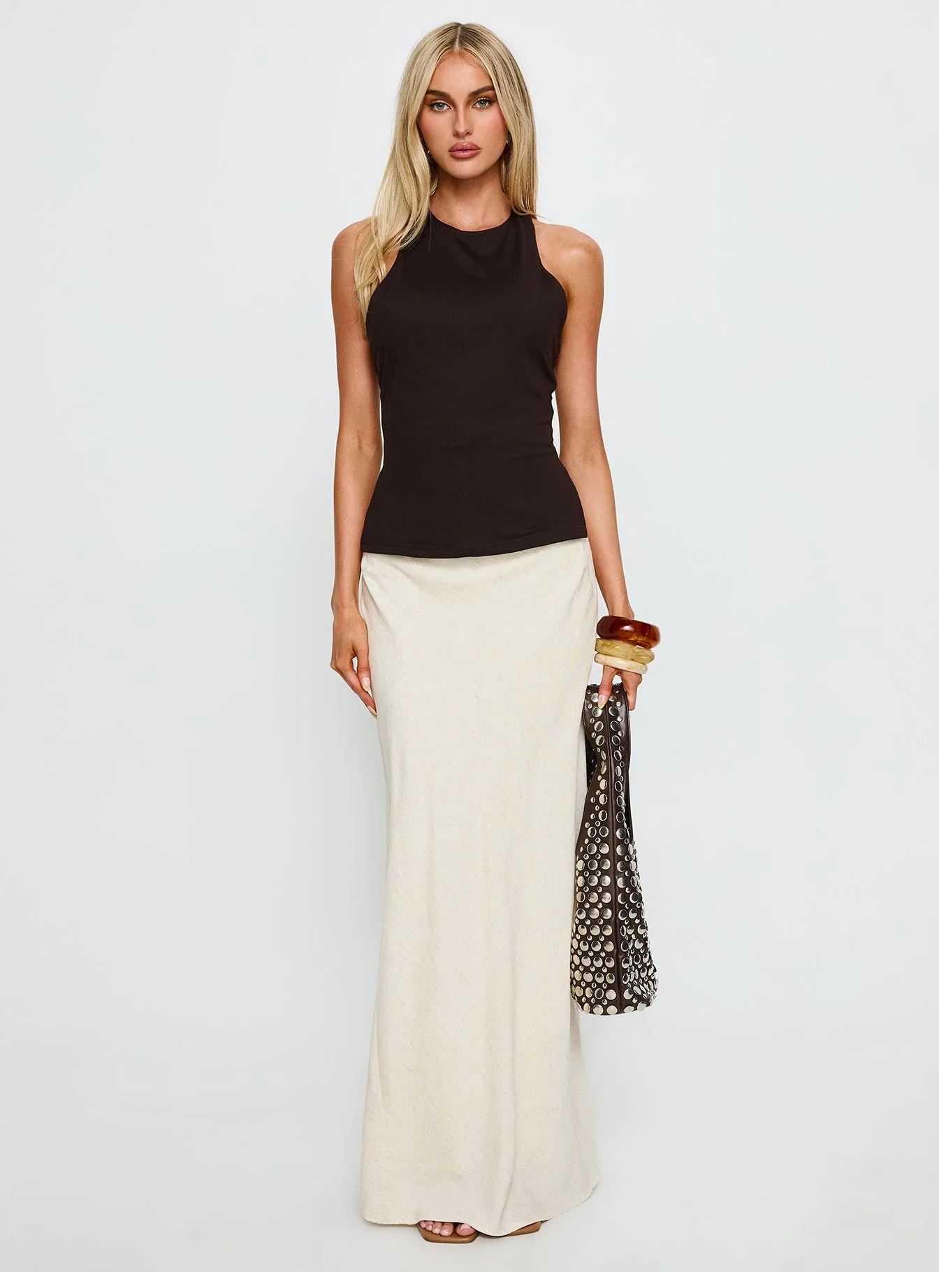 Harlene Back Detail Top Brown - Image 7