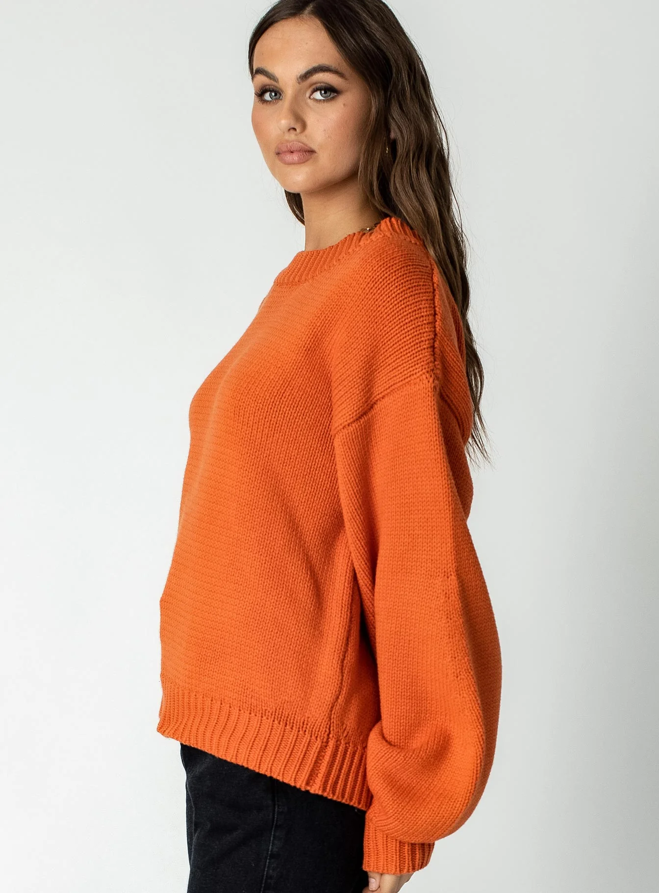 Harmony Balloon Sleeve Knit Sweater Orange - Image 3