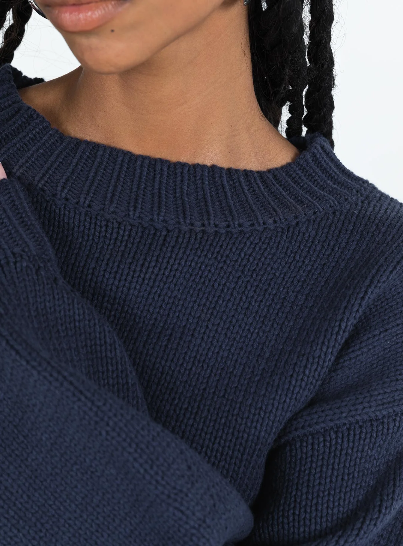 Harmony Balloon Sleeve Knit Sweater Navy - Image 7