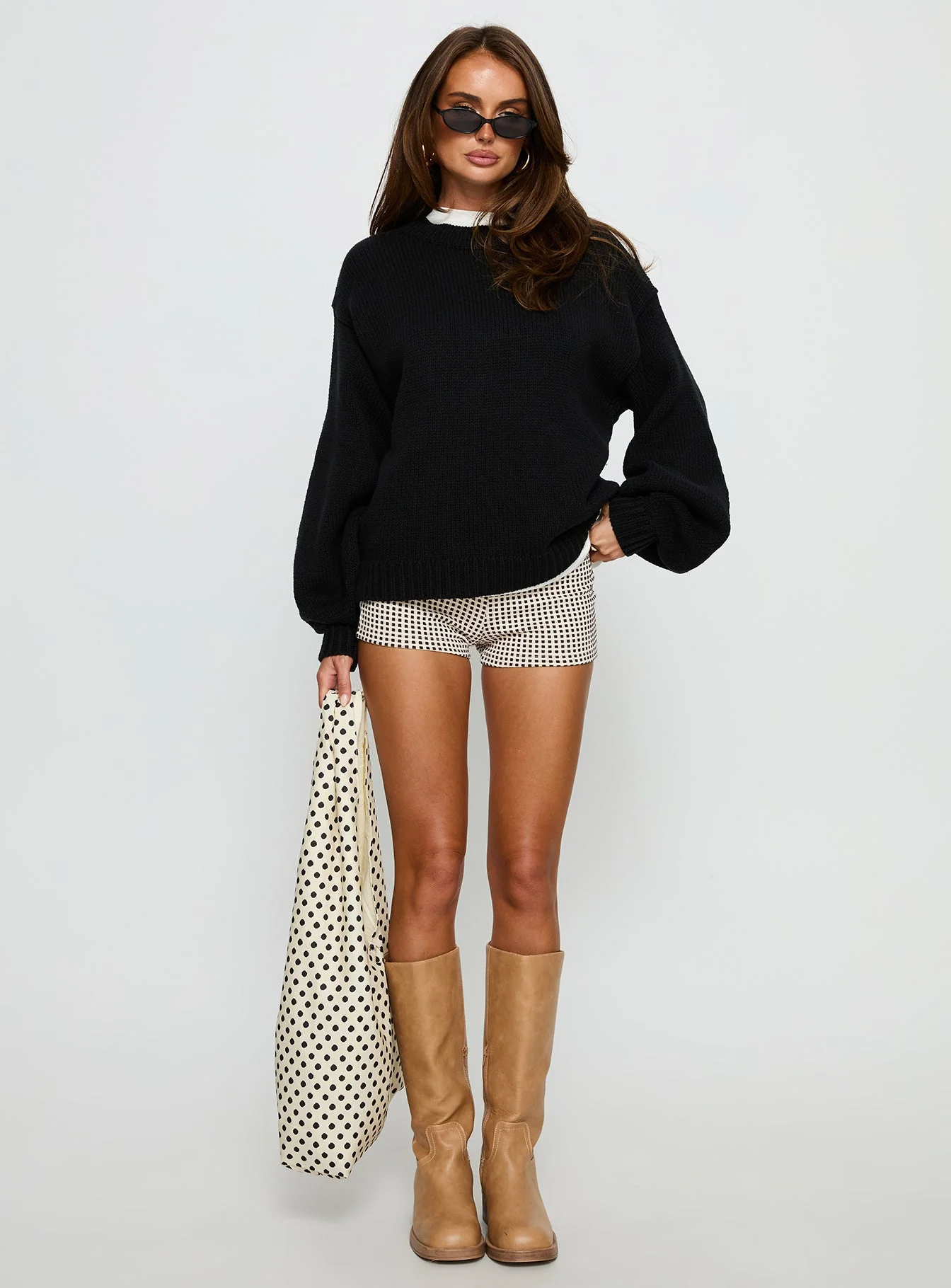 Harmony Balloon Sleeve Knit Sweater Black - Image 3