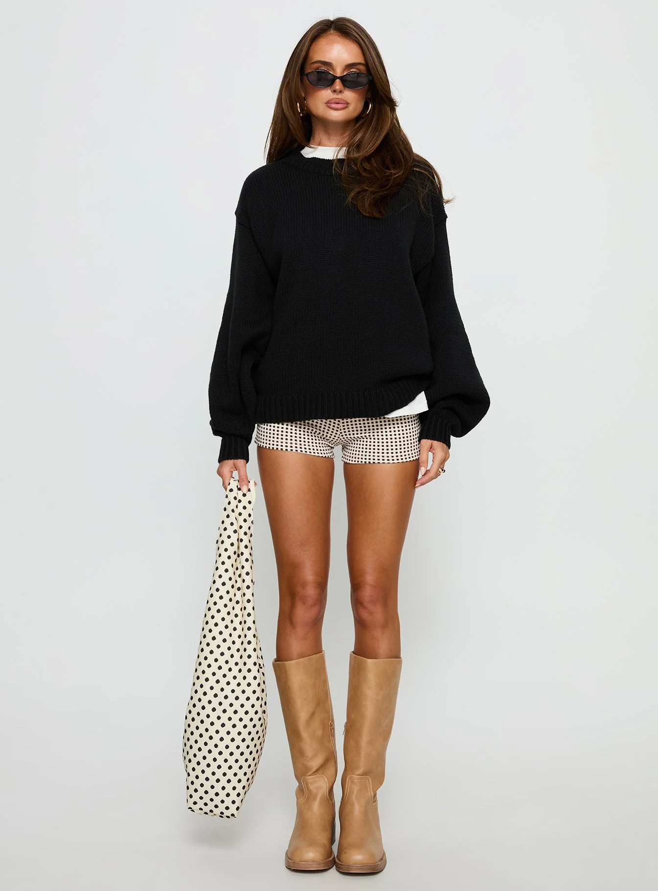 Harmony Balloon Sleeve Knit Sweater Black - Image 7