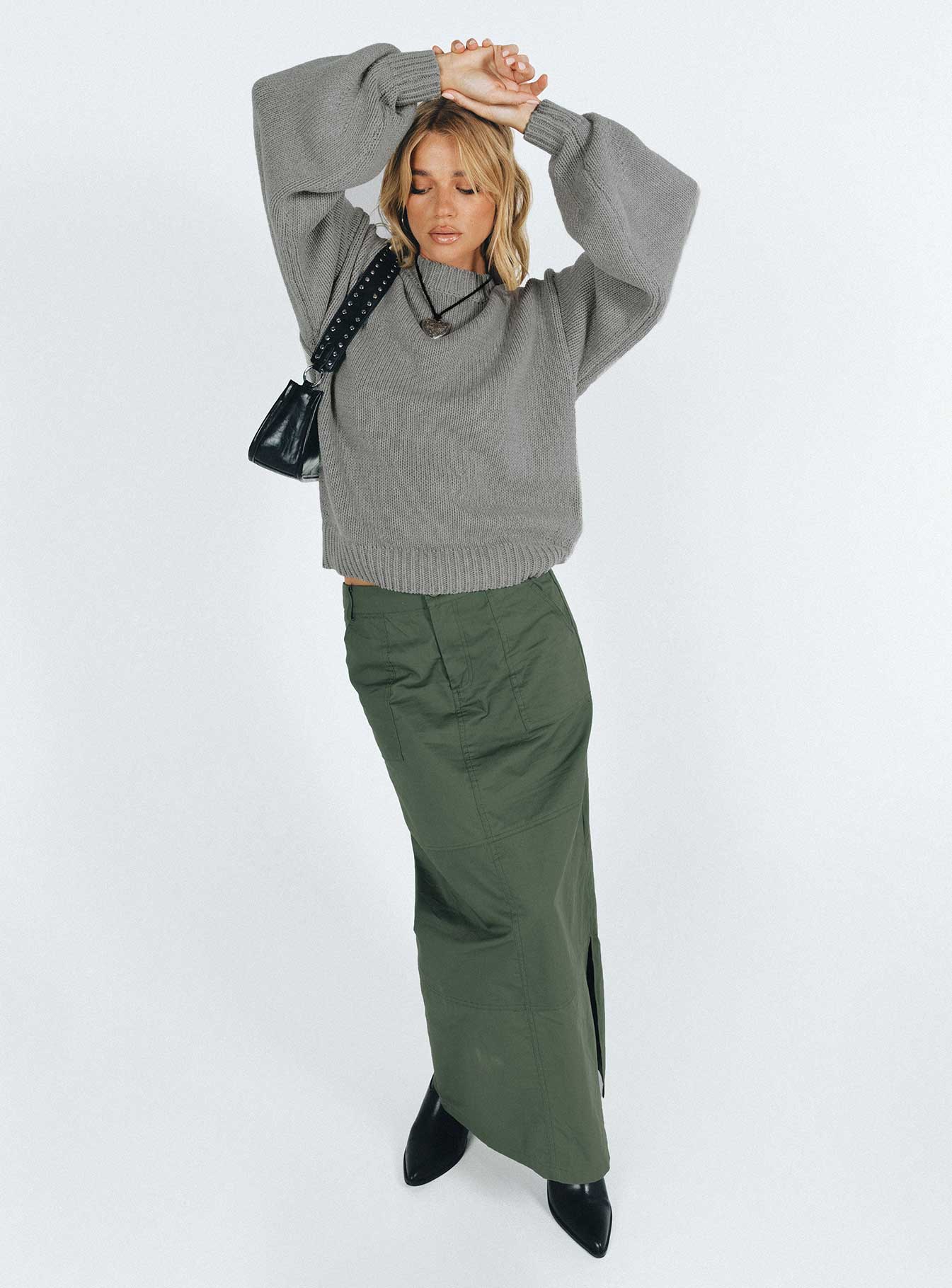 Harmony Balloon Sleeve Knit Sweater Grey - Image 7