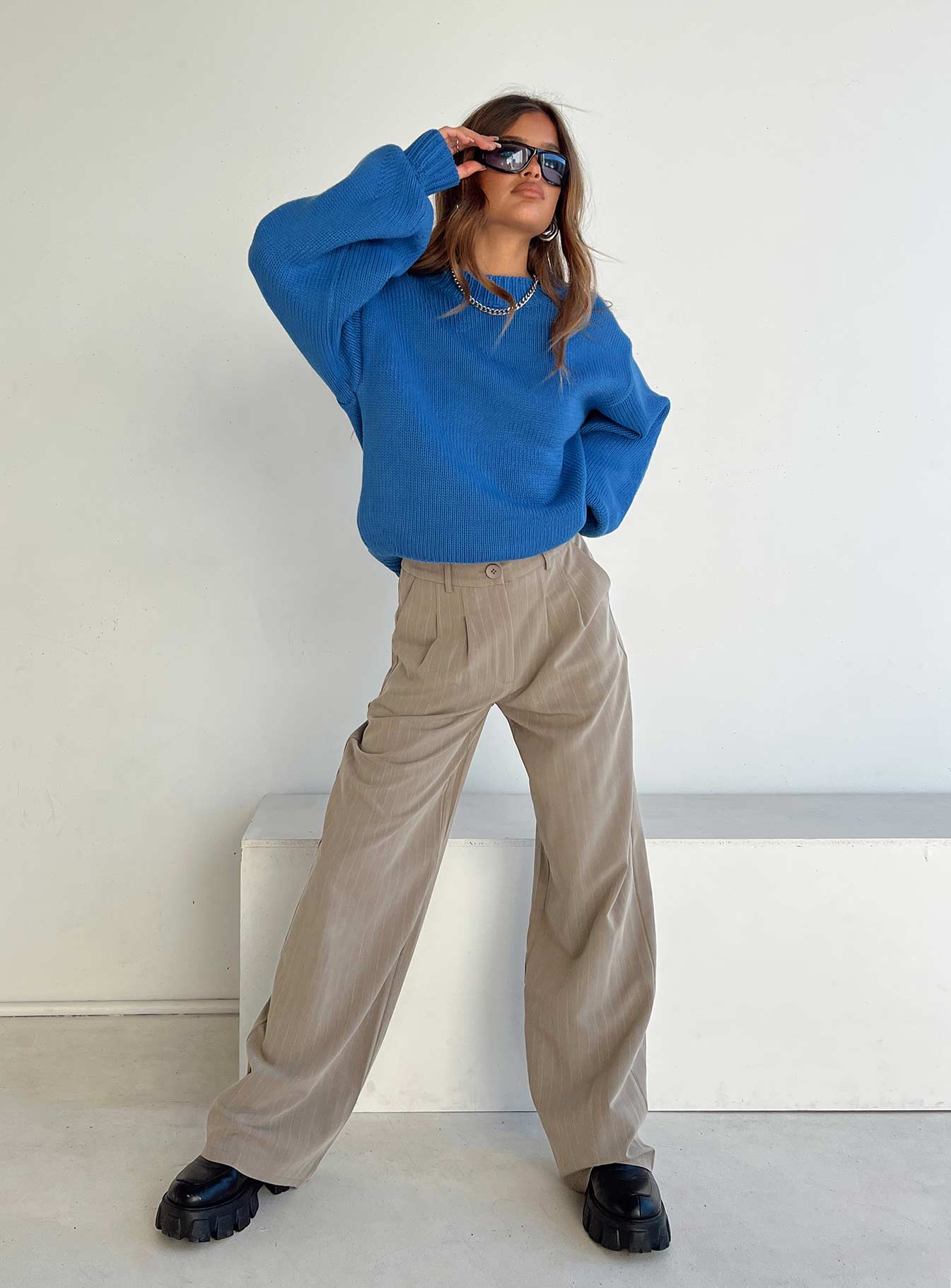 Harmony Balloon Sleeve Knit Sweater Blue - Image 10