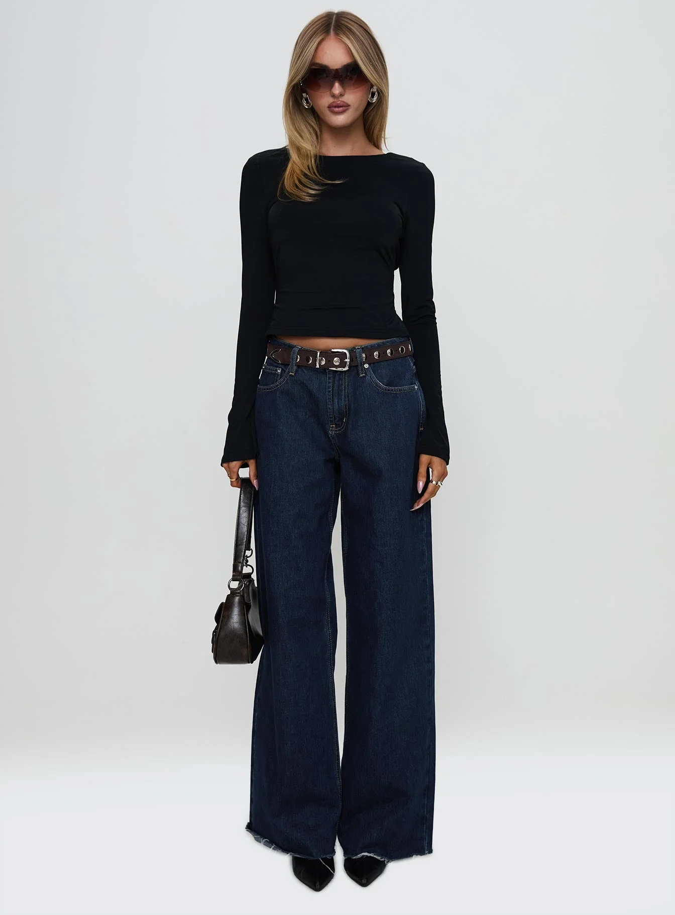 Harpur Long Sleeve Backless Top Black - Image 7
