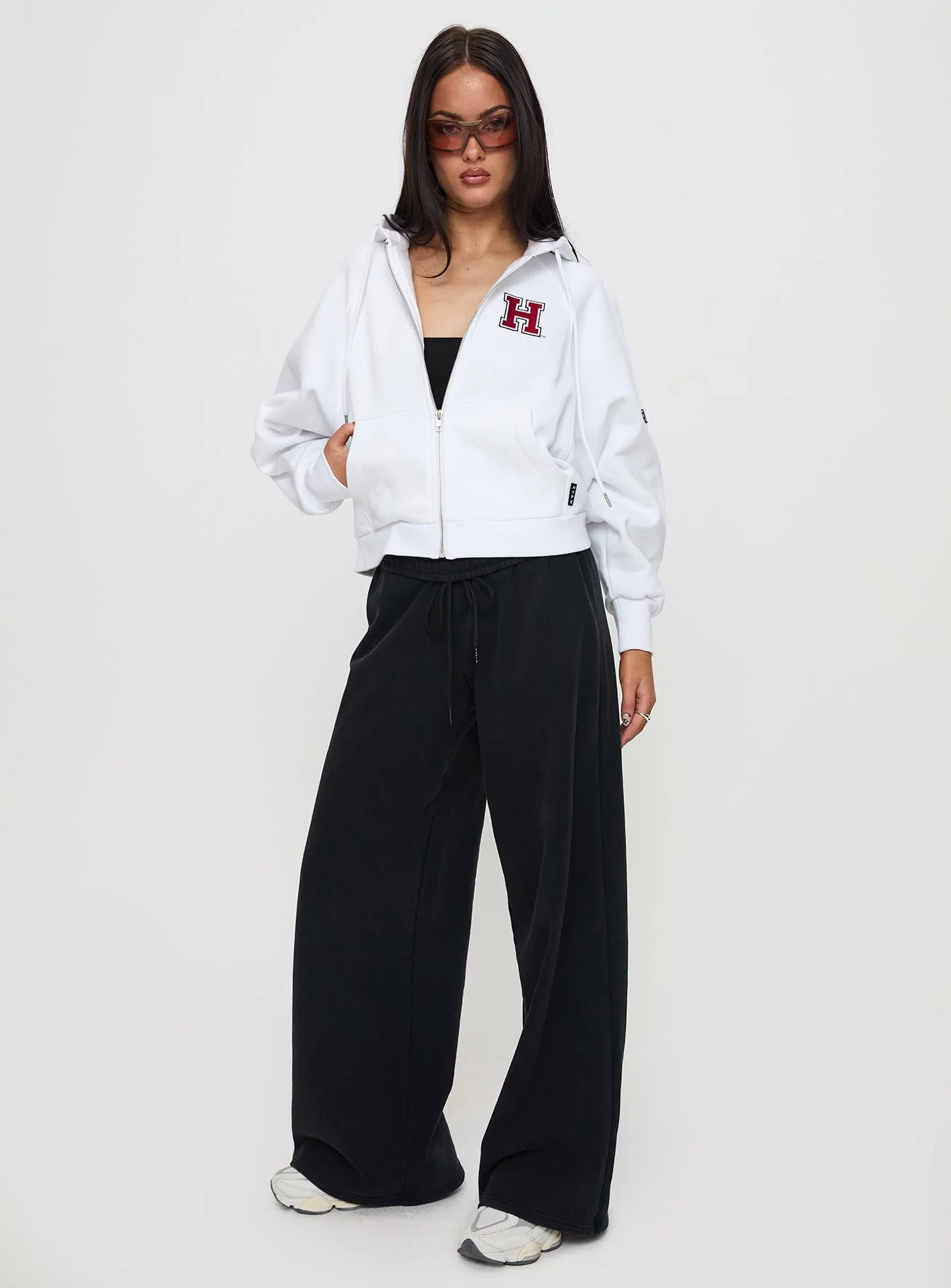 Harvard Raglan Zip Up White / Red - Image 3
