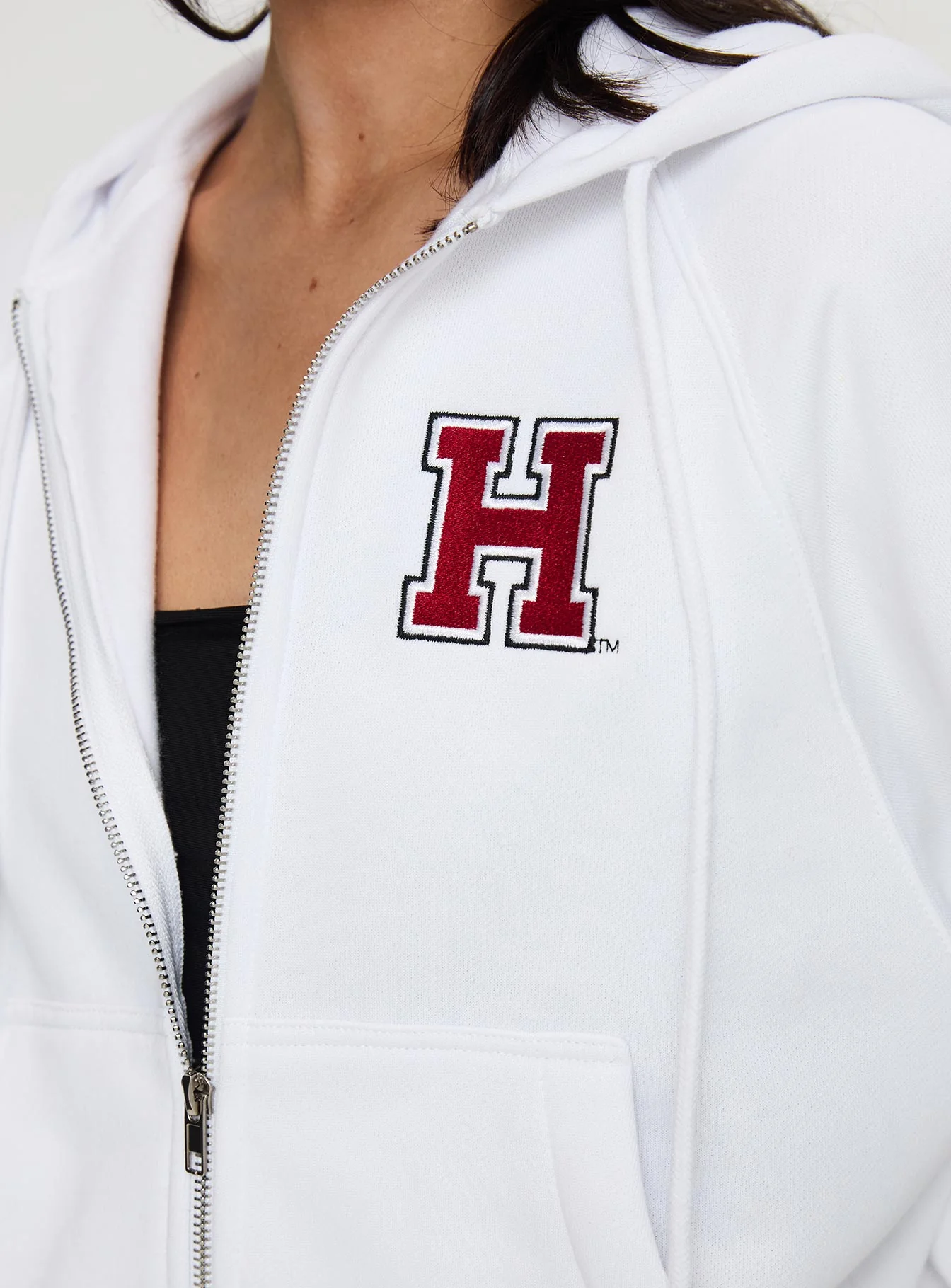 Harvard Raglan Zip Up White / Red - Image 6