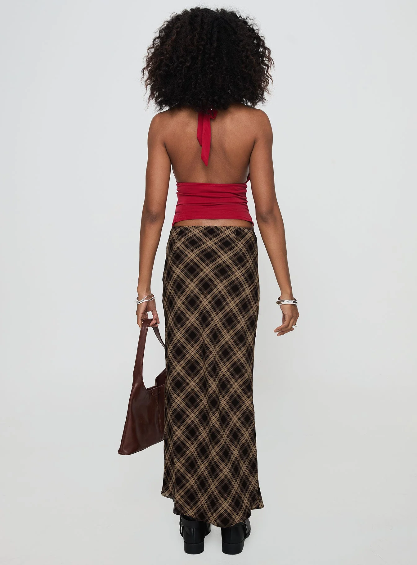 Hayze Maxi Skirt Brown Check - Image 5