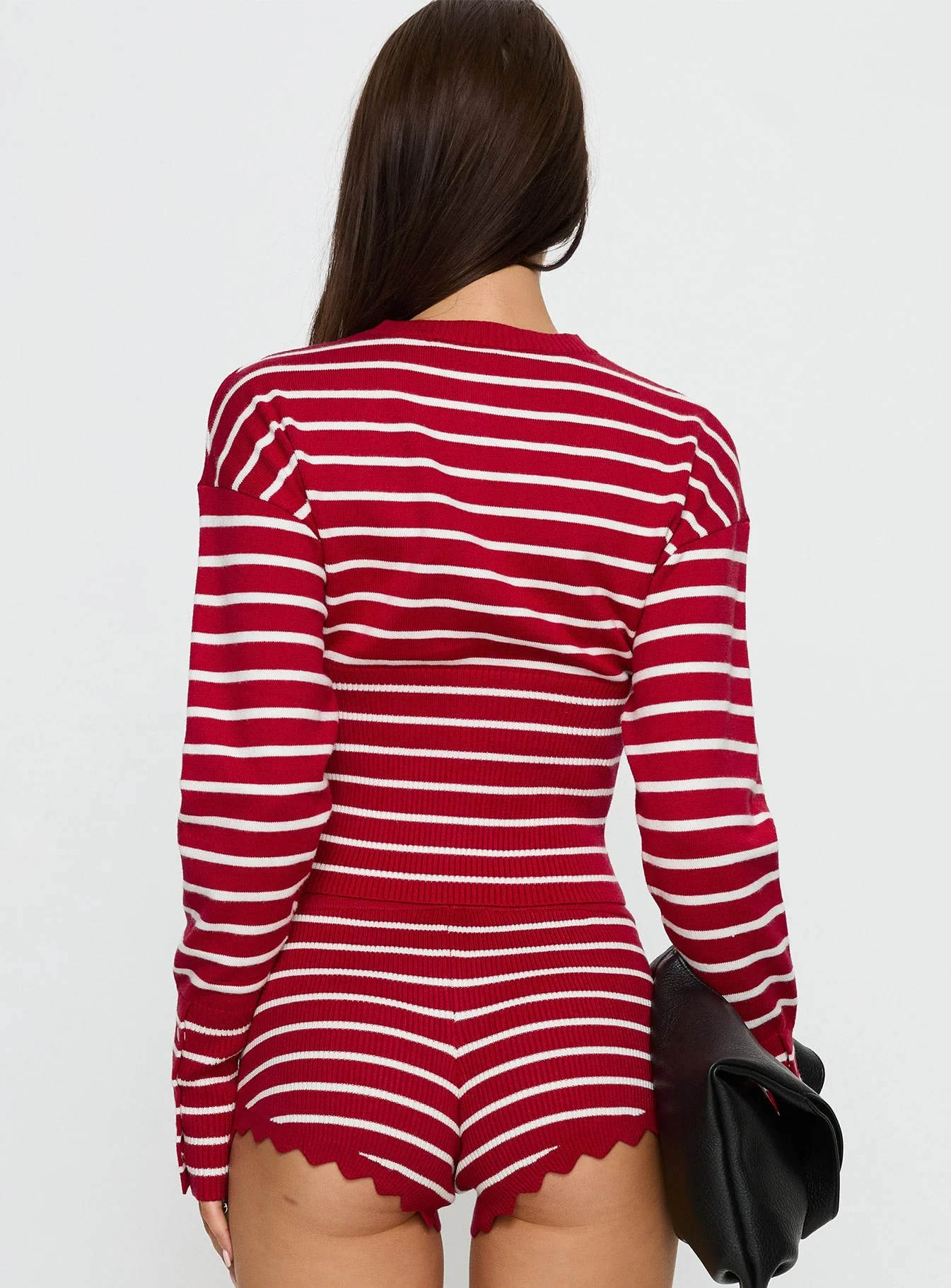 Head In The Clouds Cardigan Crimson Stripe - Image 5