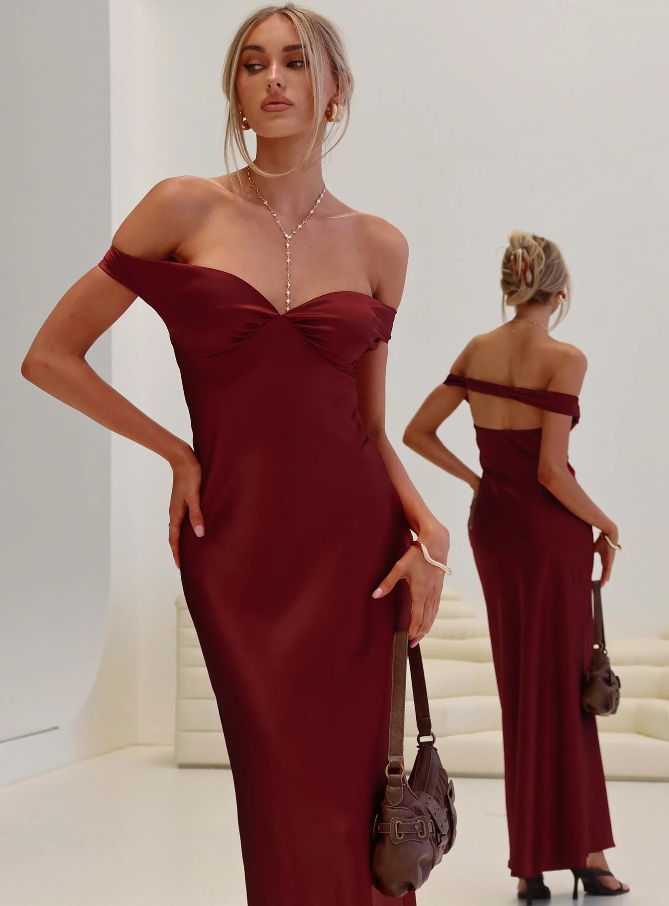 Heartthrobs Off The Shoulder Maxi Dress Red - Image 8