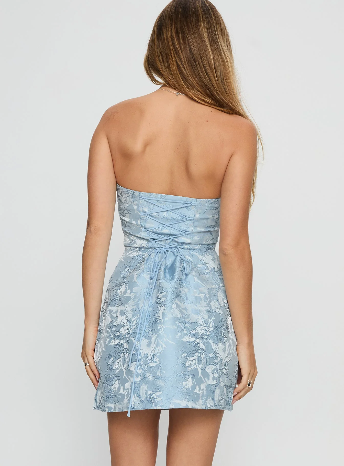 Heaven Sent Strapless Mini Dress Blue - Image 4
