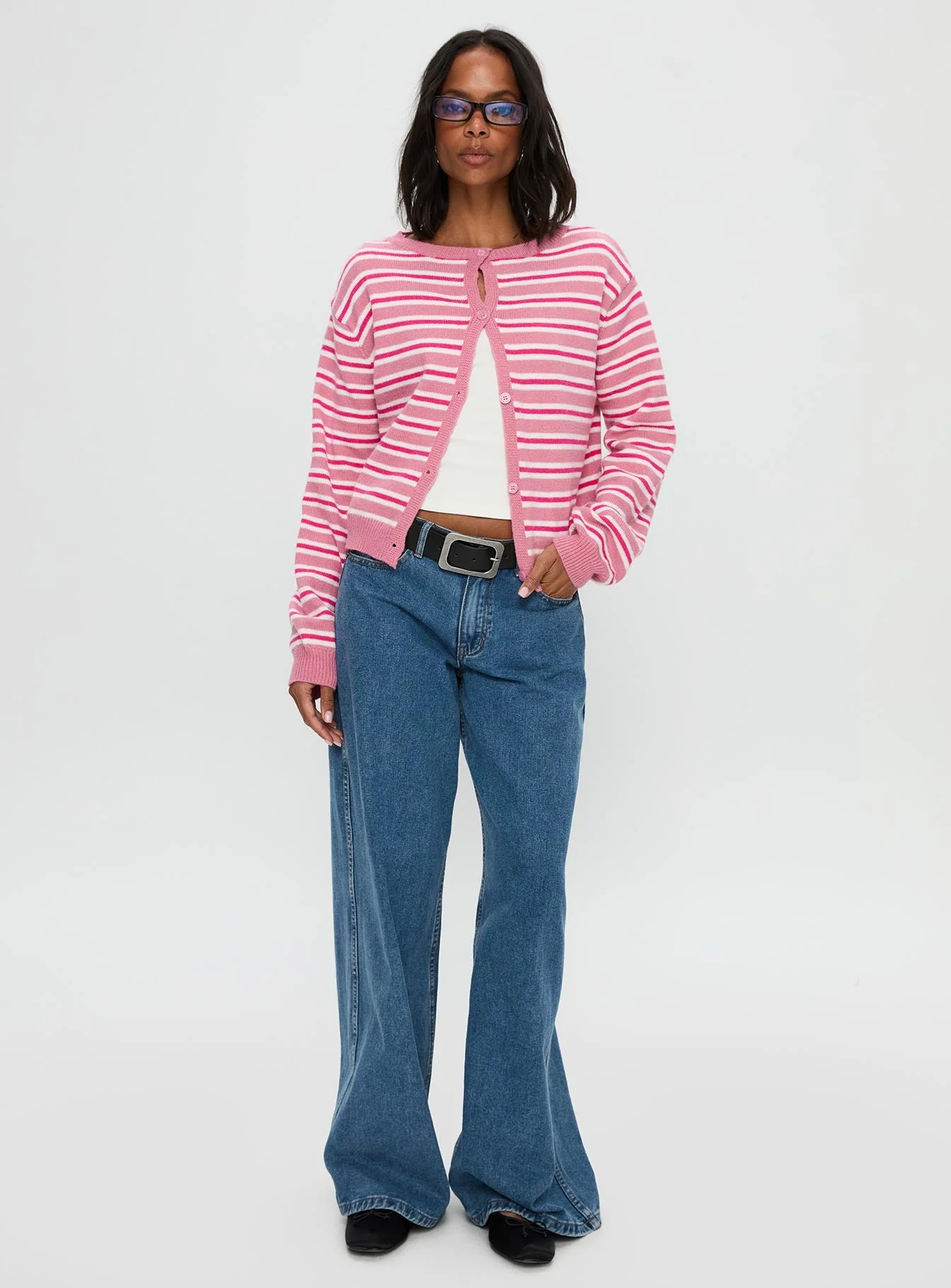 Heavenly Dream Cardigan Pink Stripe - Image 3