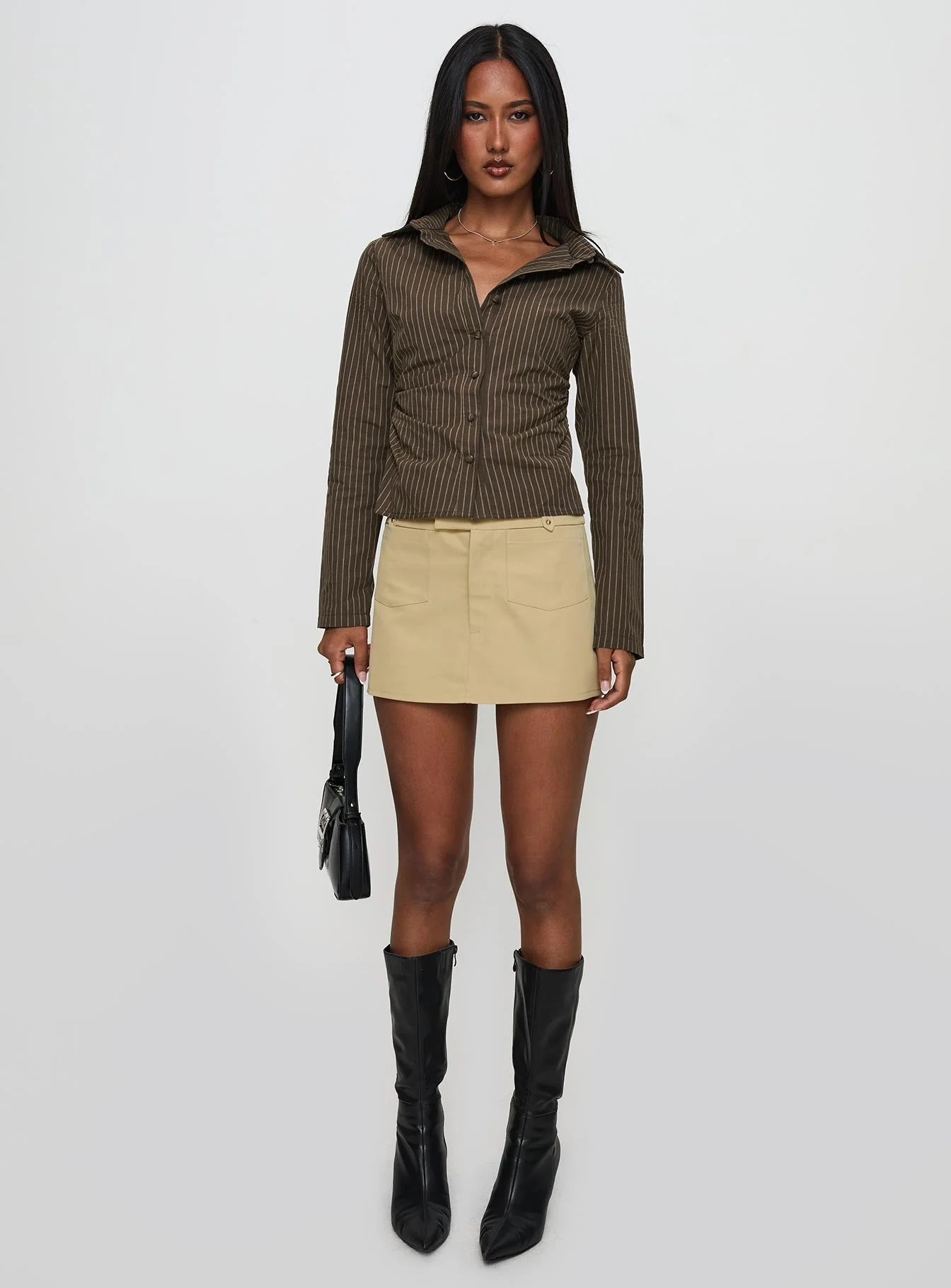Held My Hand Long Sleeve Top Brown Stripe - Image 7