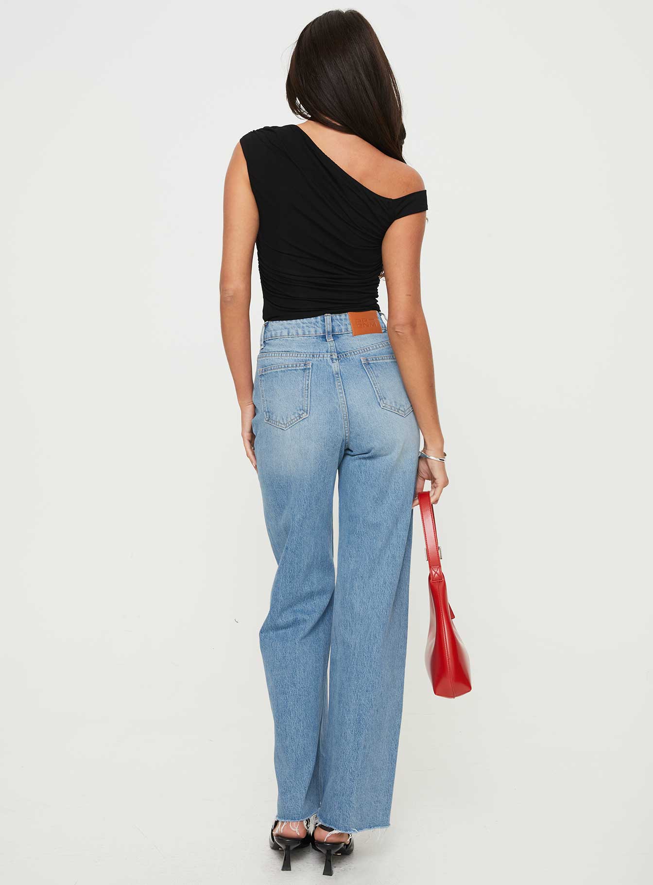 Henesey High Rise Straight Leg Jeans Mid Blue Wash - Image 5