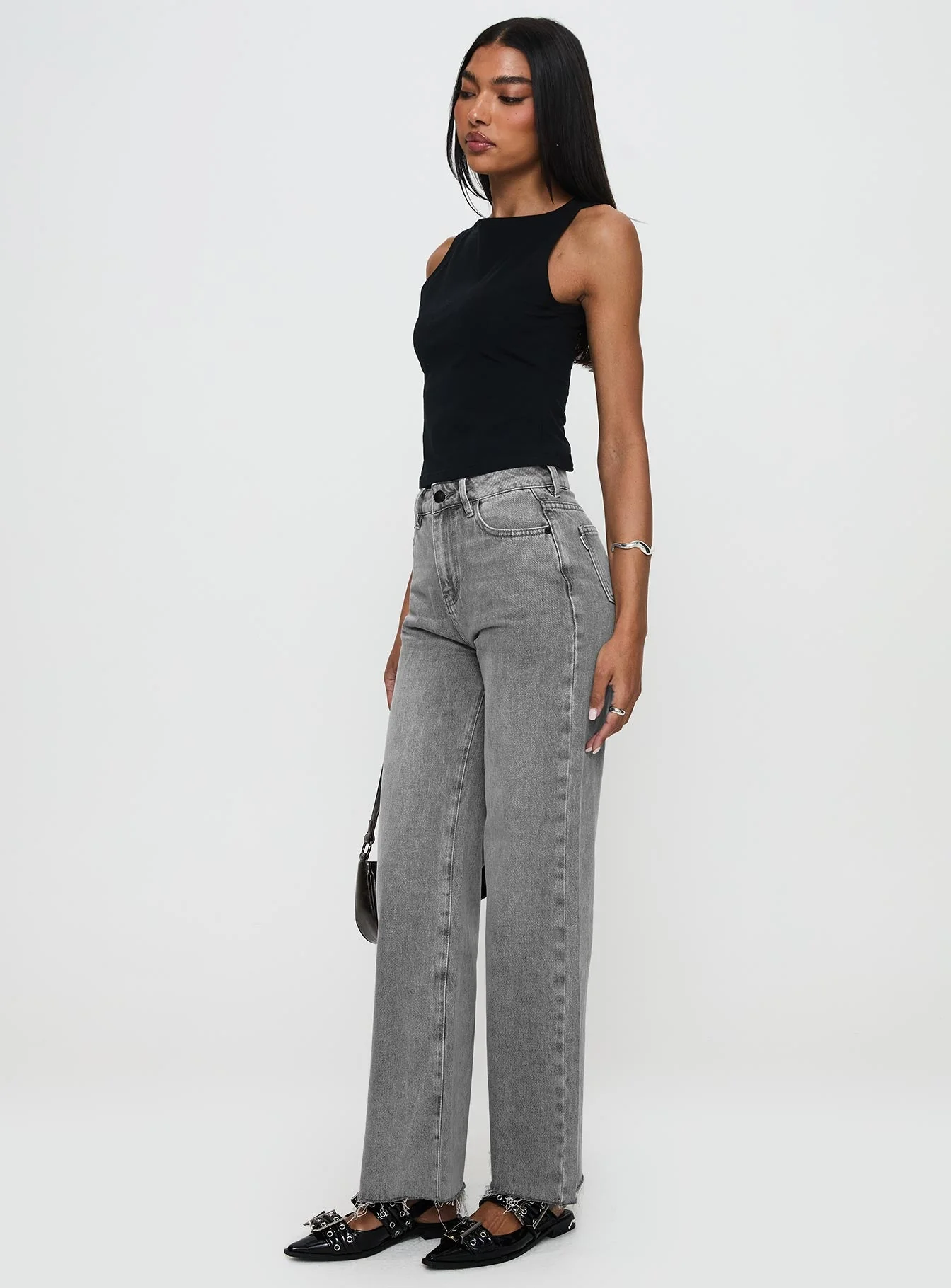 Henesey High Rise Straight Leg Jeans Washed Grey - Image 3