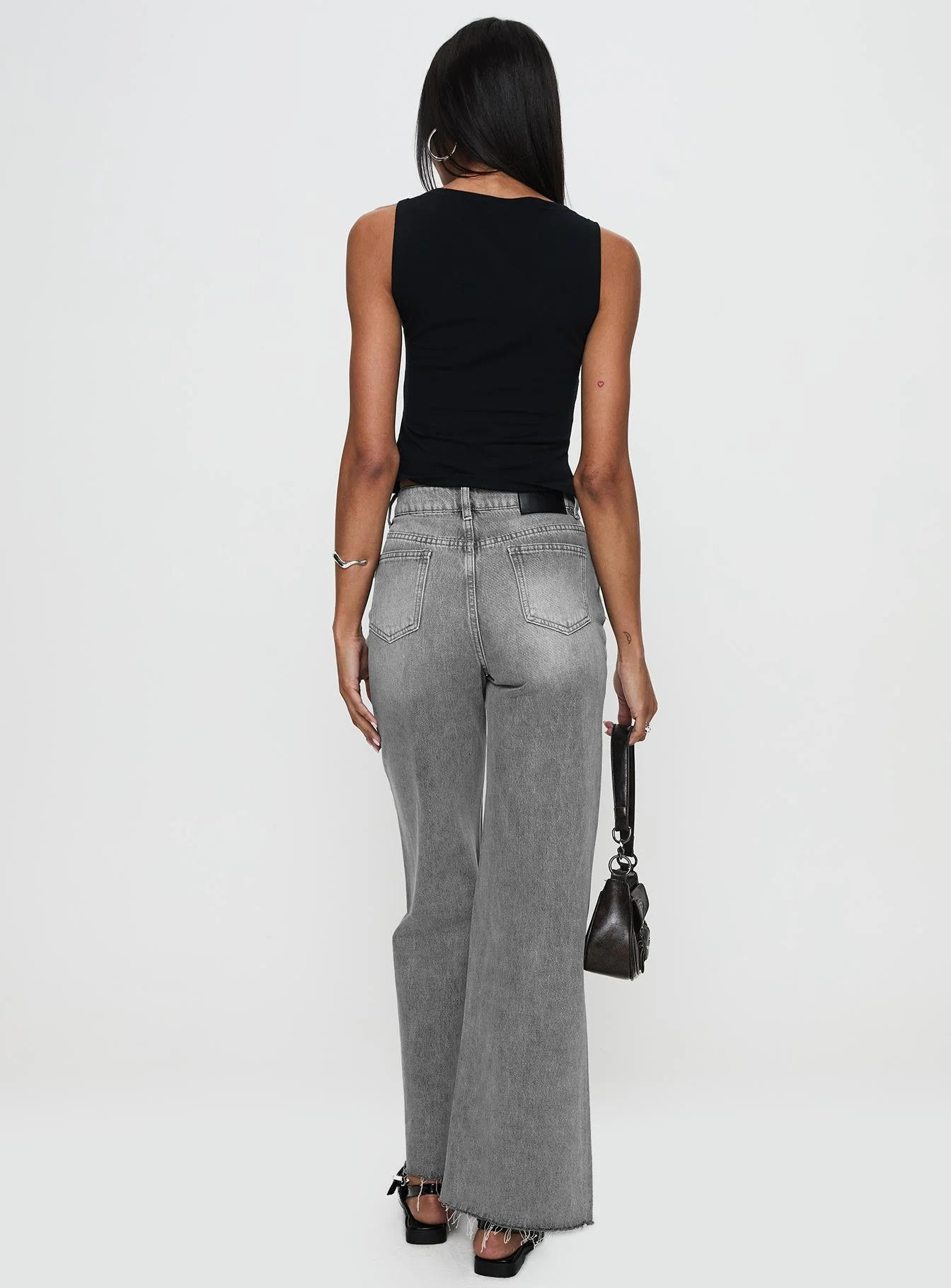 Henesey High Rise Straight Leg Jeans Washed Grey - Image 4