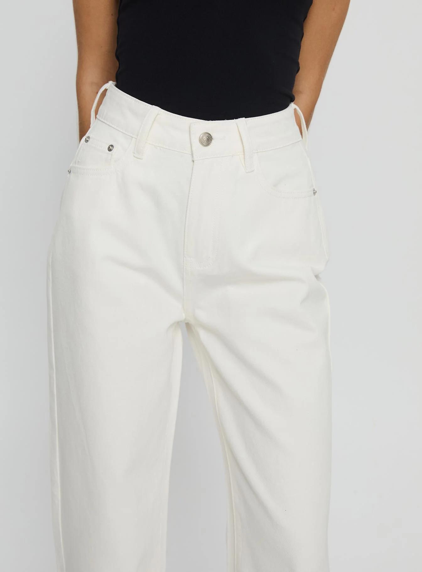 Henesey High Rise Straight Leg Jeans White Wash - Image 6
