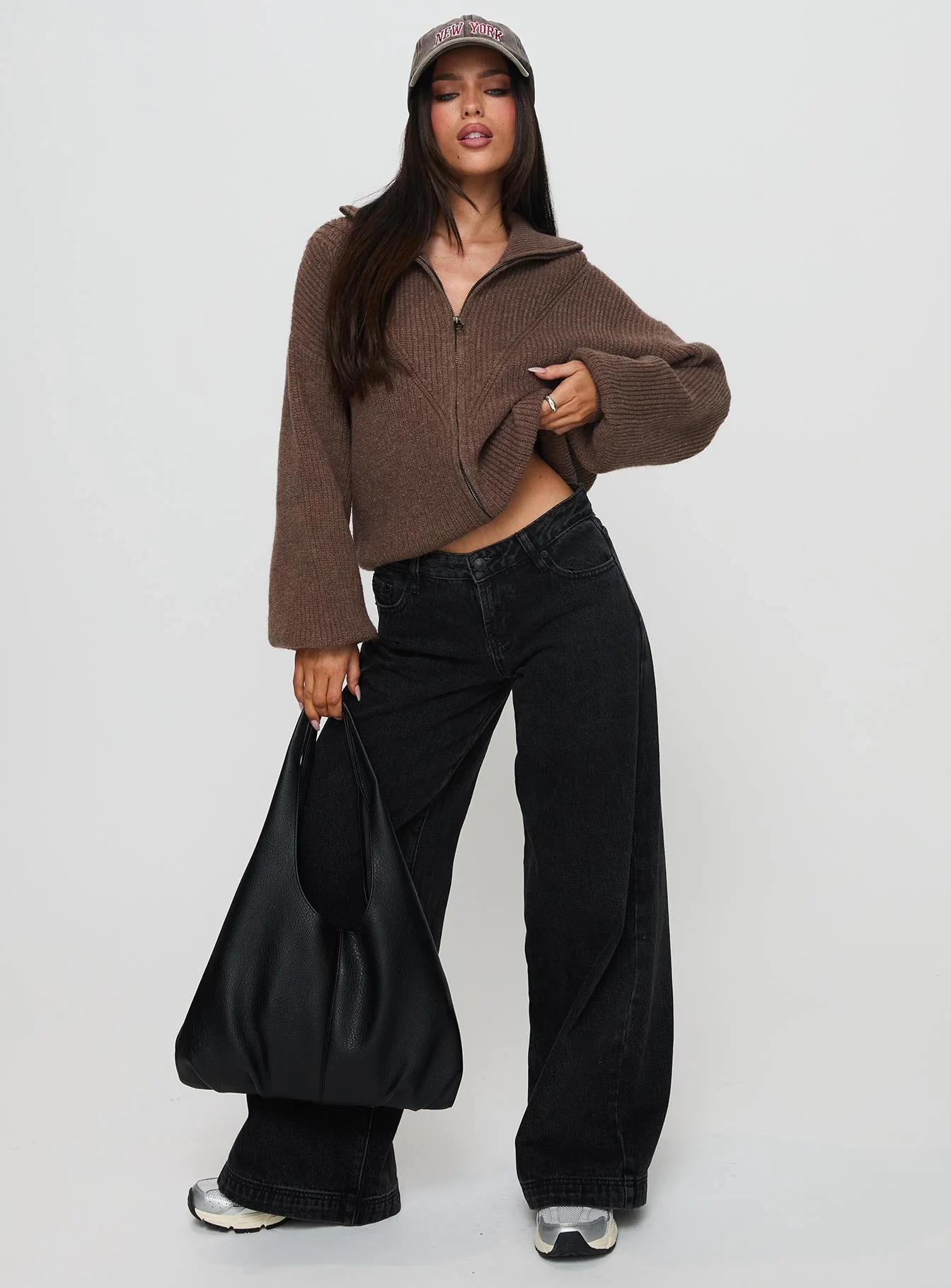 Hertford Zip Through Knit Sweater Brown - Image 3