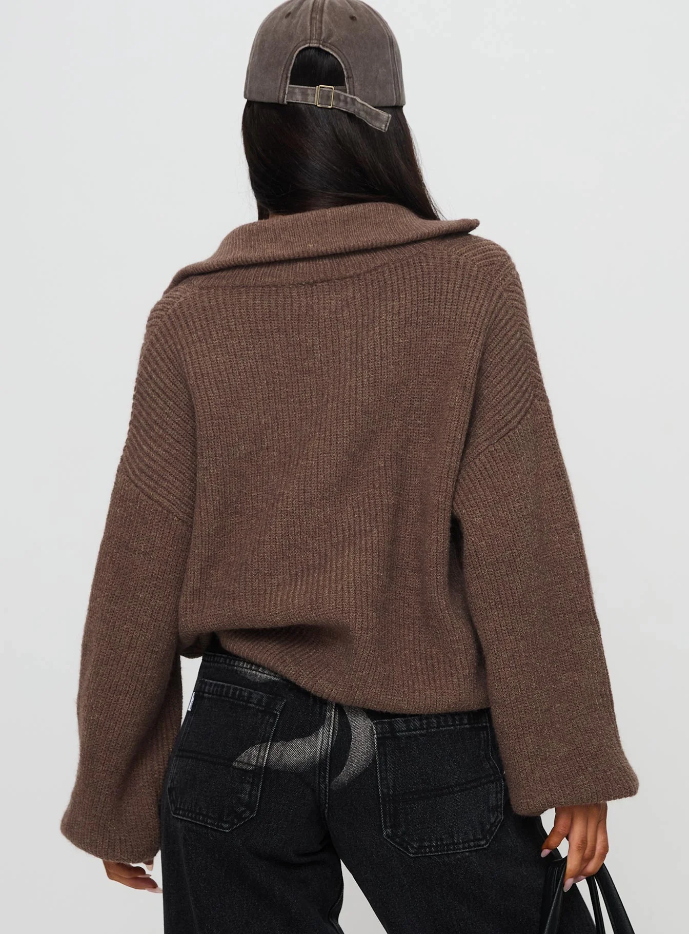 Hertford Zip Through Knit Sweater Brown - Image 5