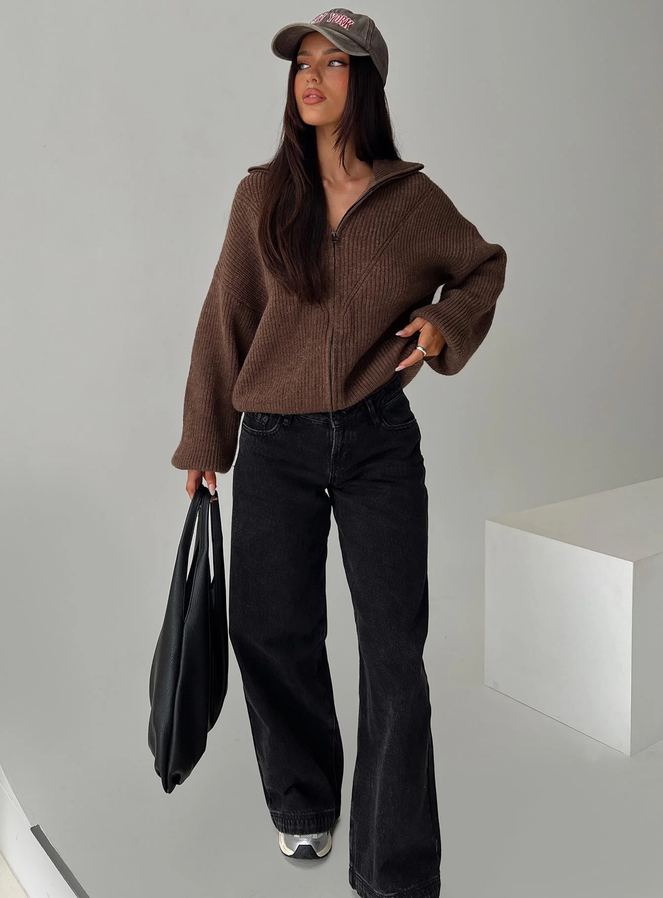 Hertford Zip Through Knit Sweater Brown - Image 8