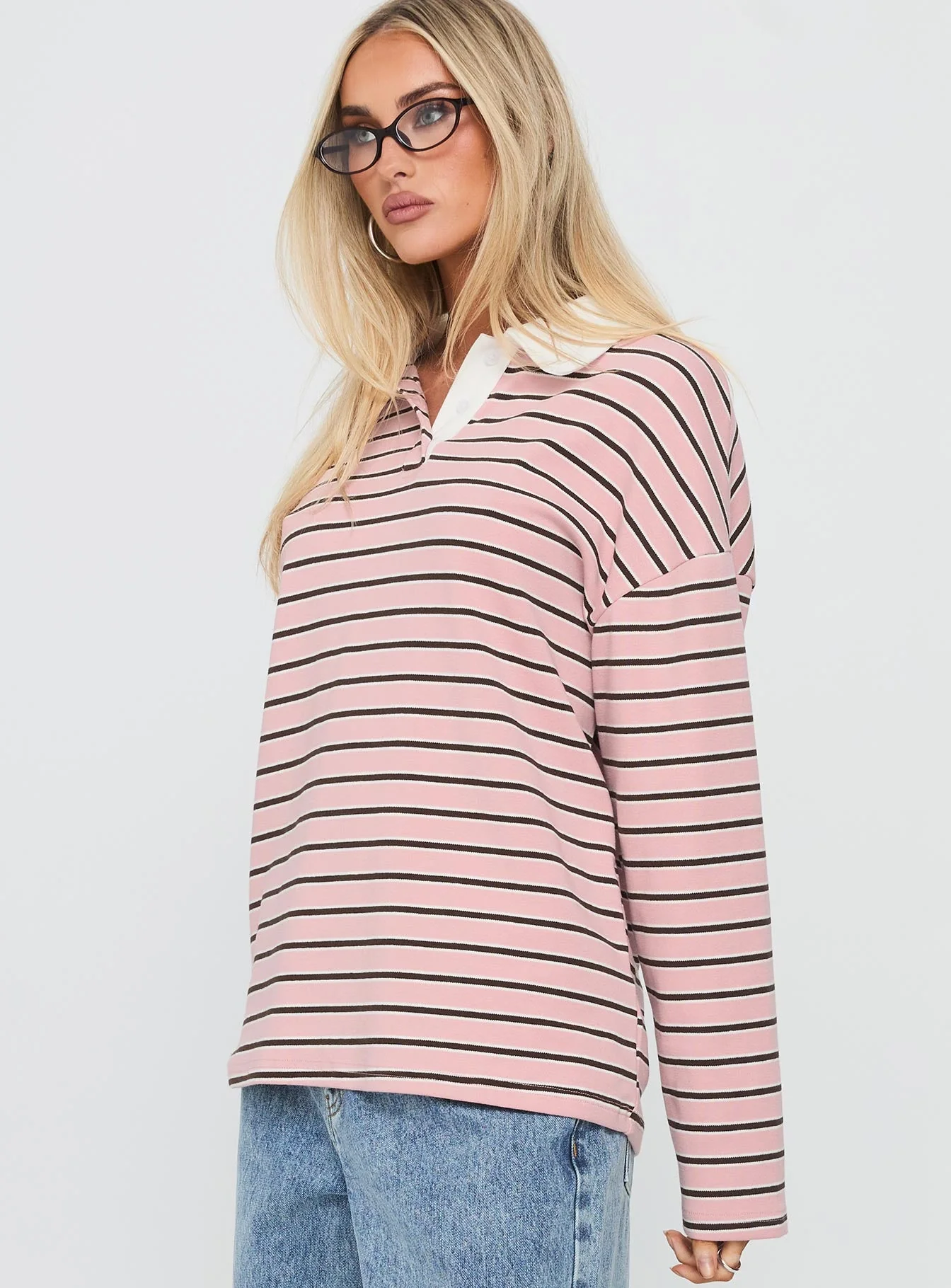 High Regard Collared Jersey Pink Stripe - Image 4