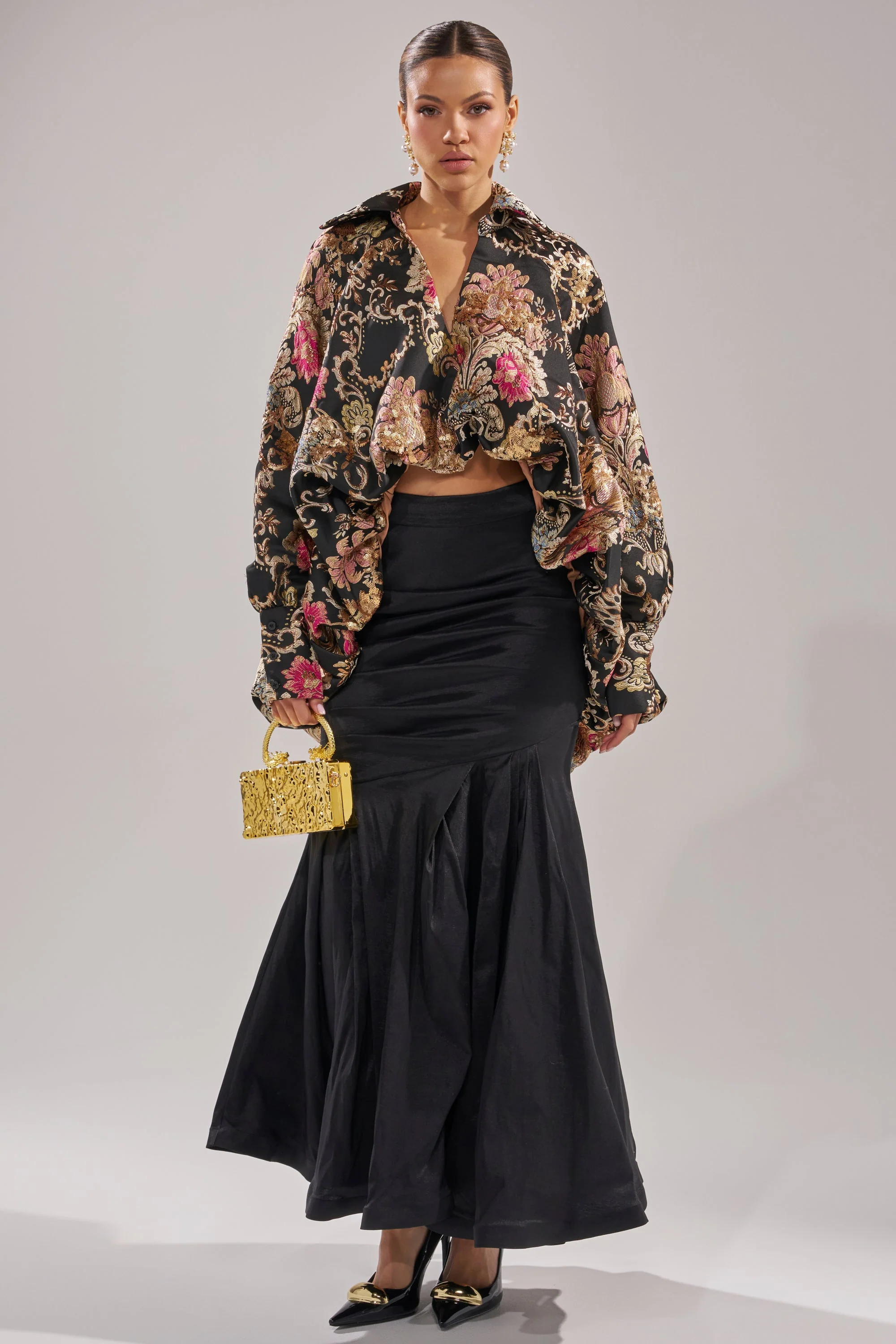 HIGH SOCIETY HIGH LOW BROCADE BLOUSE - Image 5