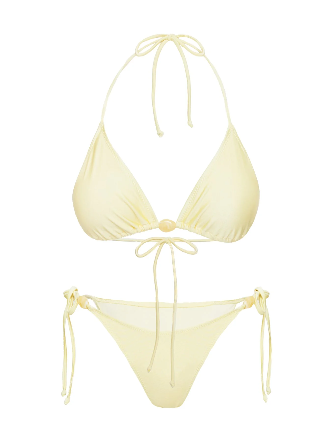 Hit The Beach Bead Detail Bikini Bottoms Lemon - Image 6