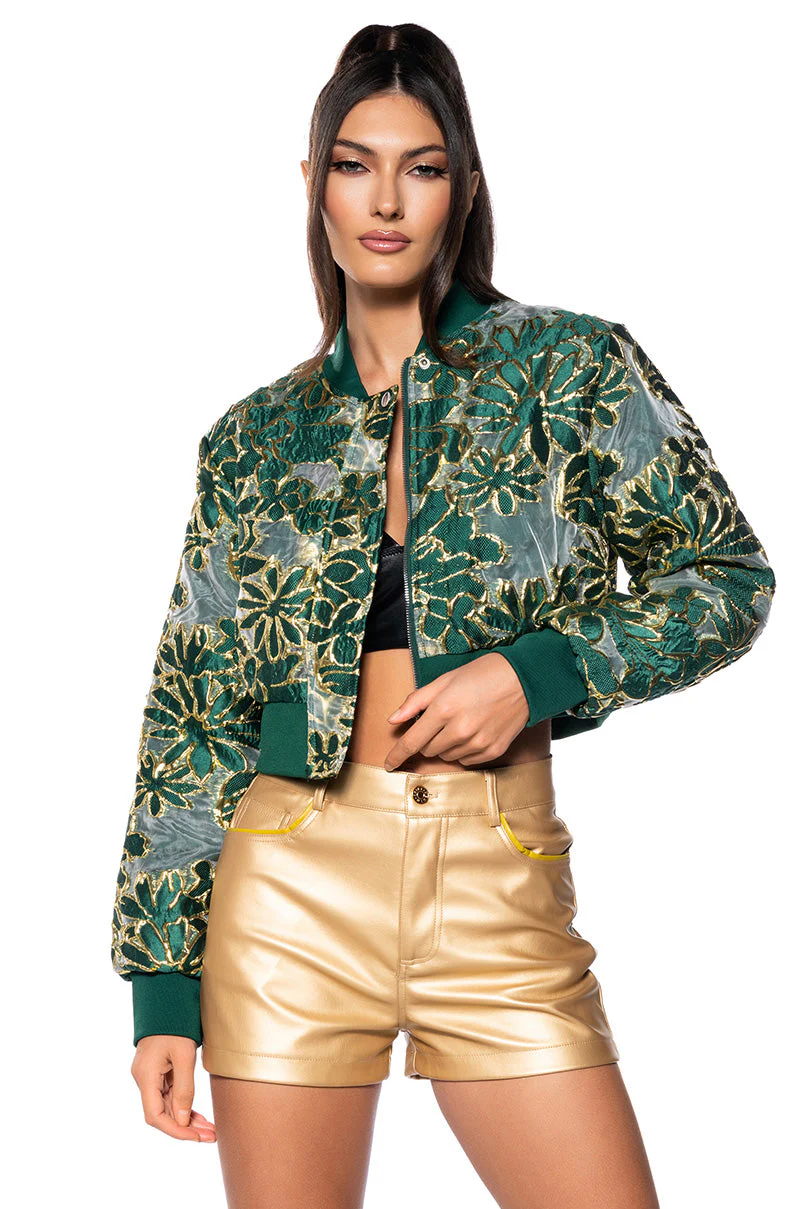 HOLIDAY TAPESTRY\ BOMBER WITH SHEER BROCADE - Image 2